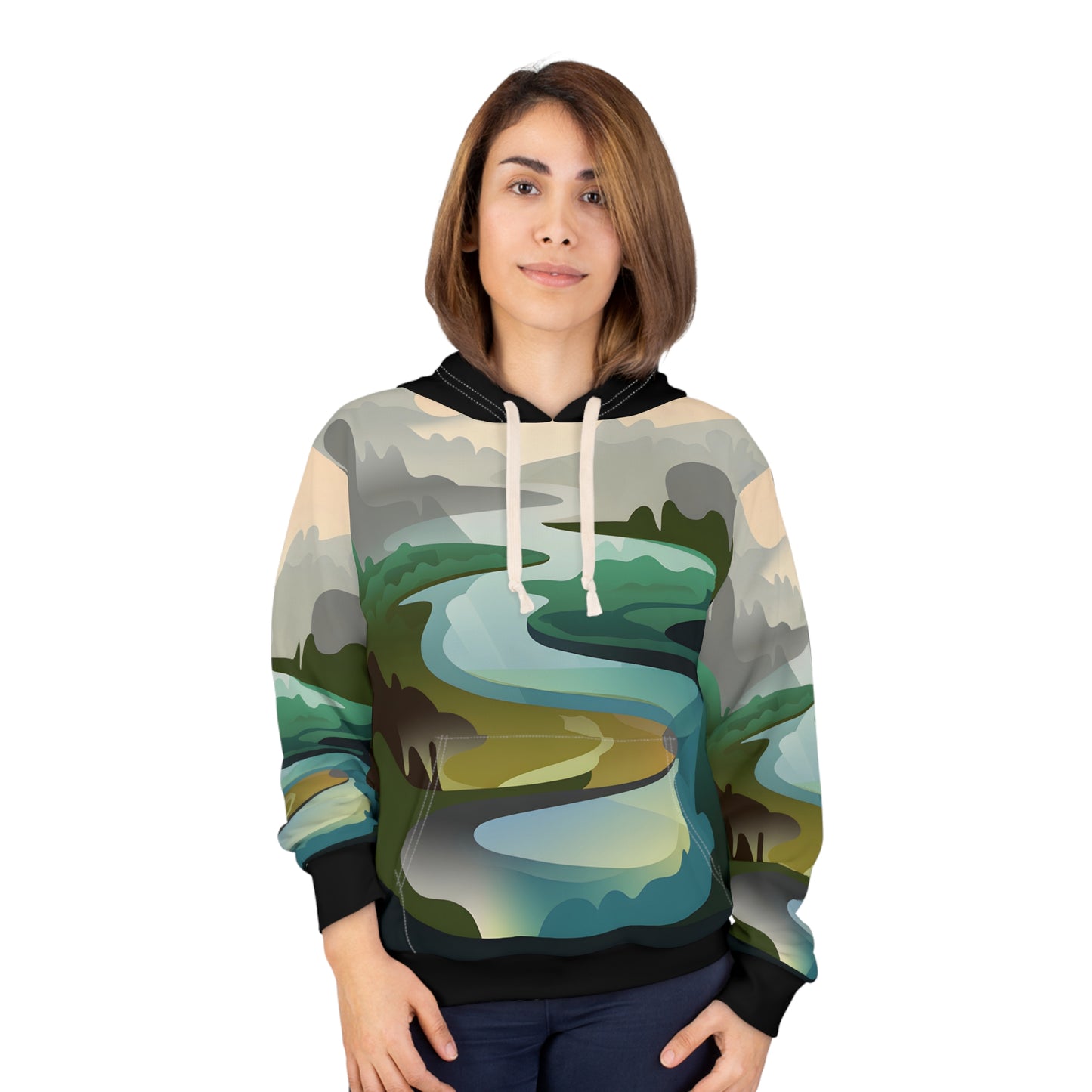 Sapphire Mist All Over Print Hoodie for Outdoor Adventures Travel Pullover Wear