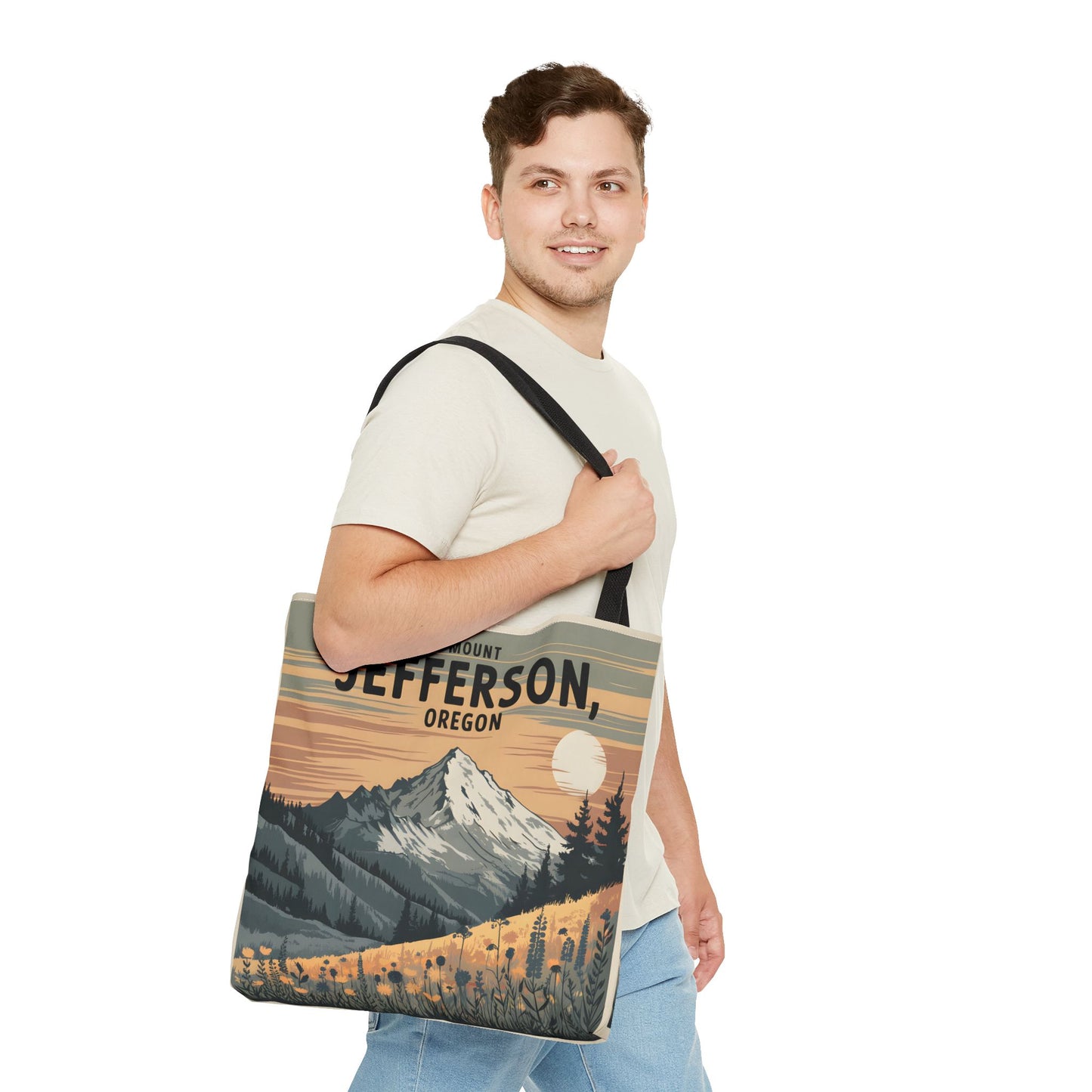 Mount Jefferson Oregon All Over Print Tote Bag Nature Floral Design Apparel