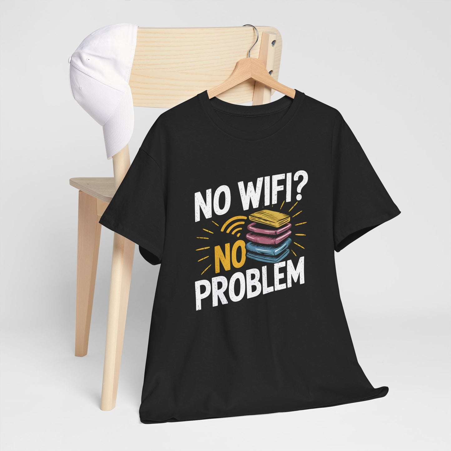 No Wifi No Problem Funny Reading Graphic T-Shirt Gift Book Lovers Short Sleeve