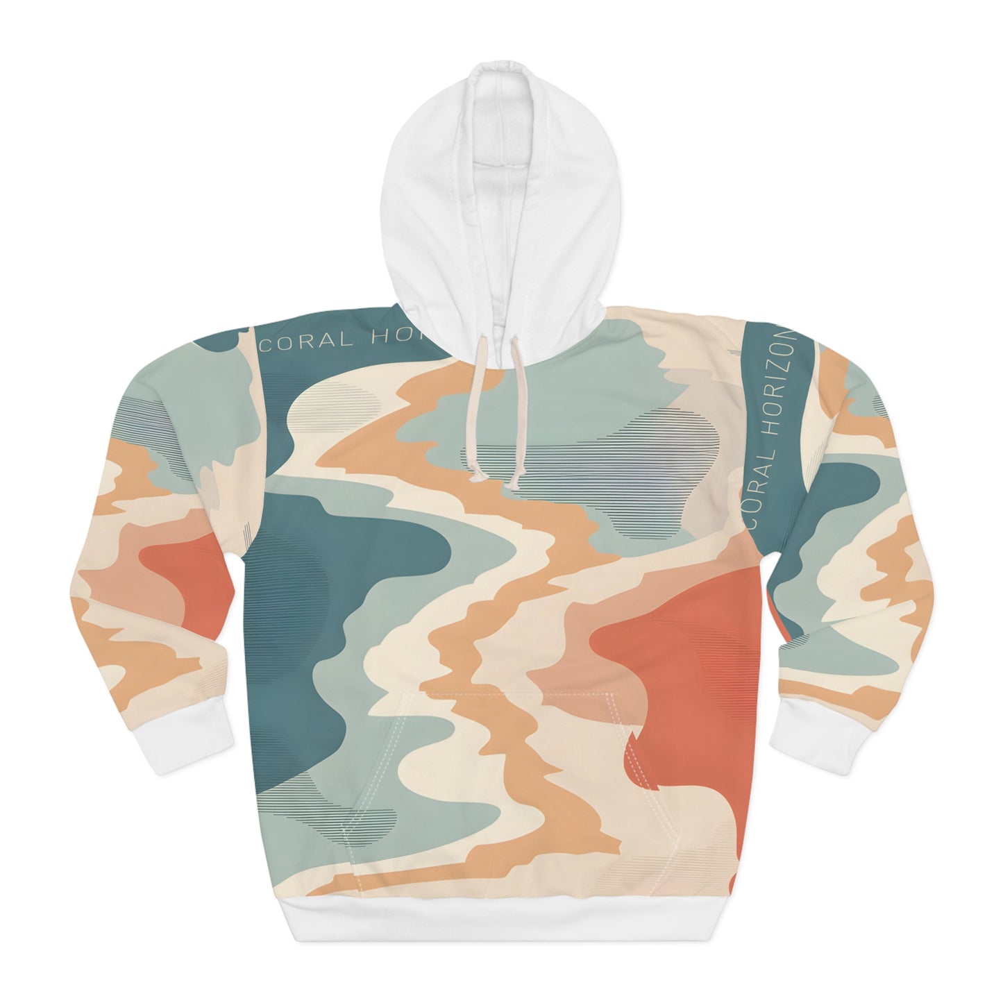 Coral Horizon All Over Print Hoodie for Travel and Outdoor Adventures Apparel