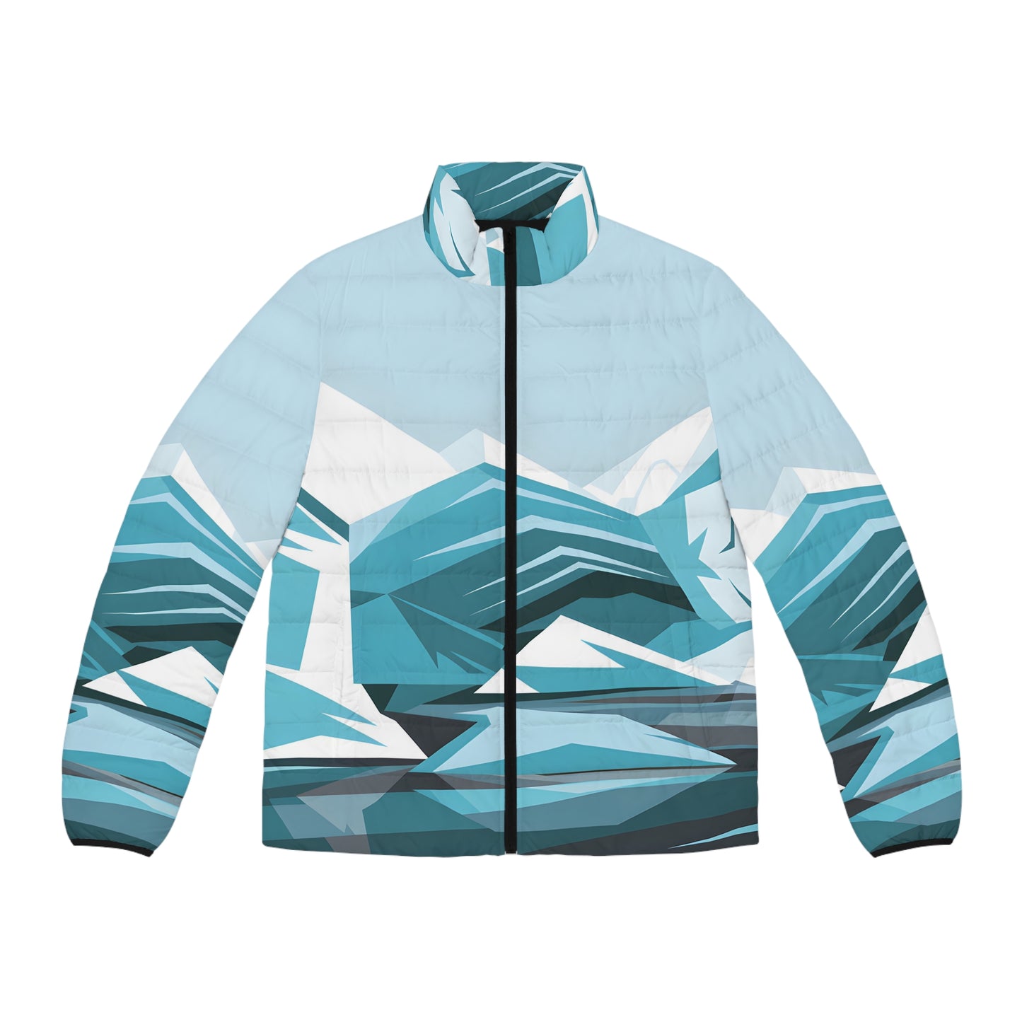 Geo Icecaps Art Puffer Jacket Outdoor Winter Fashion Warm Full Zip Apparel