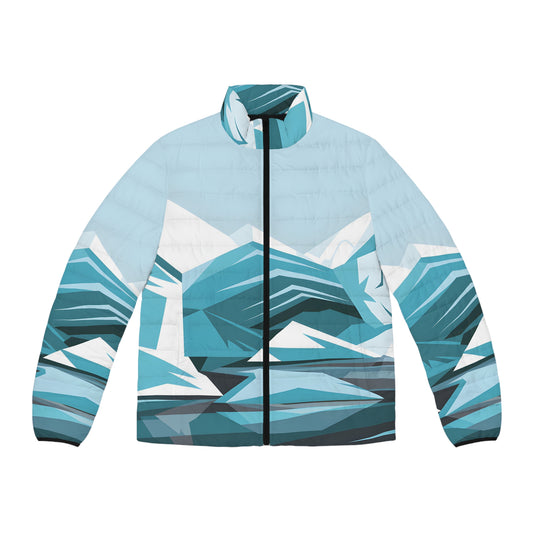 Geo Icecaps Art Puffer Jacket Outdoor Winter Fashion Warm Full Zip Apparel
