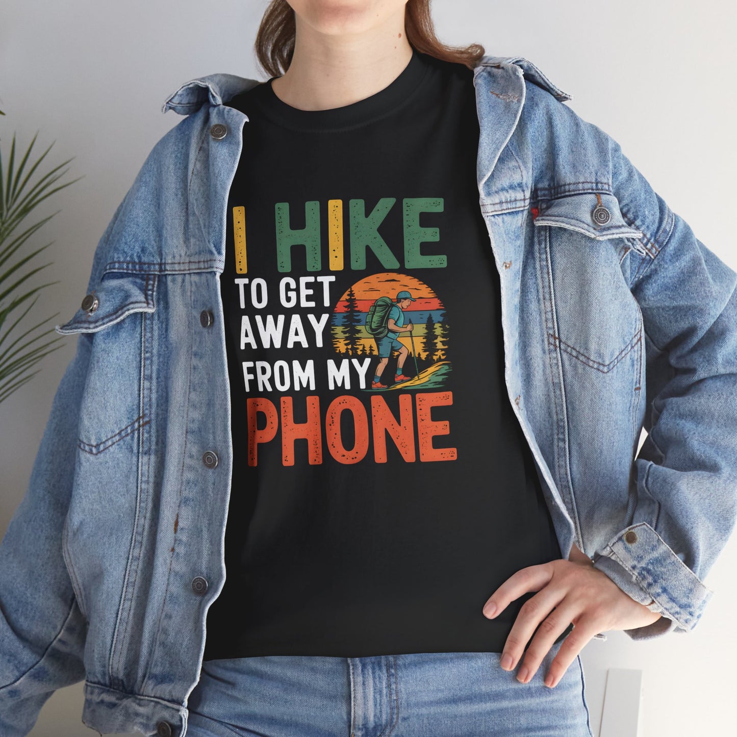 Hiking T-Shirt Get Away From My Phone Outdoor Adventure Apparel - T Shirt