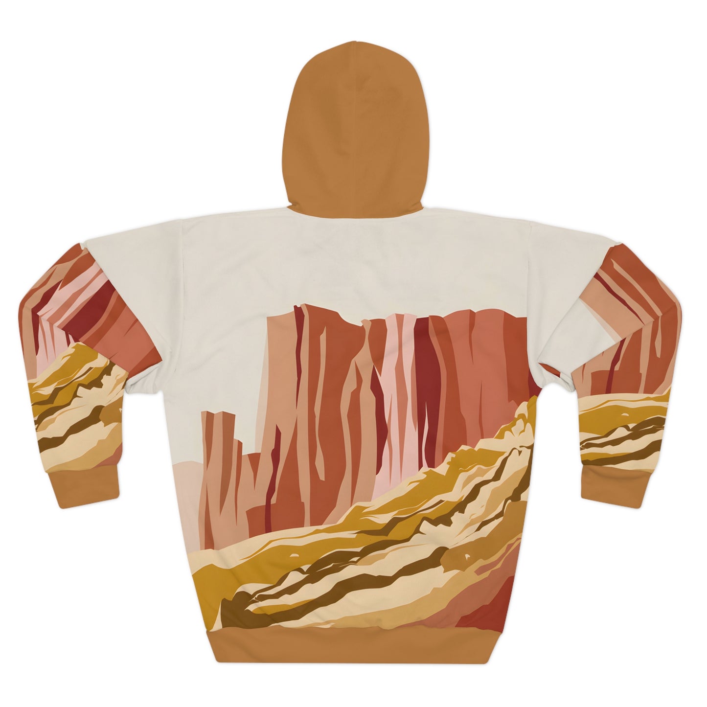 Faded Crags All-Over Print Hoodie Outdoor Travel Apparel Perfect for Adventures