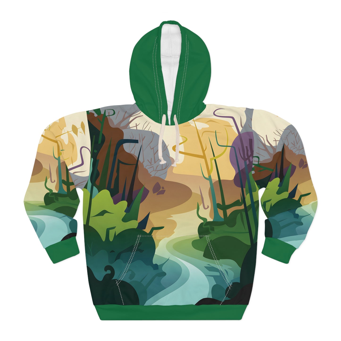 Lush Divide Hoodie All Over Print Forest Nature Graphic Pullover Outdoor Hiking