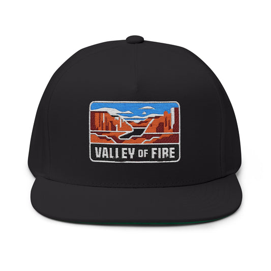 Valley of Fire Flat Bill Hat Desert Sunset Graphic Cap Outdoor Apparel