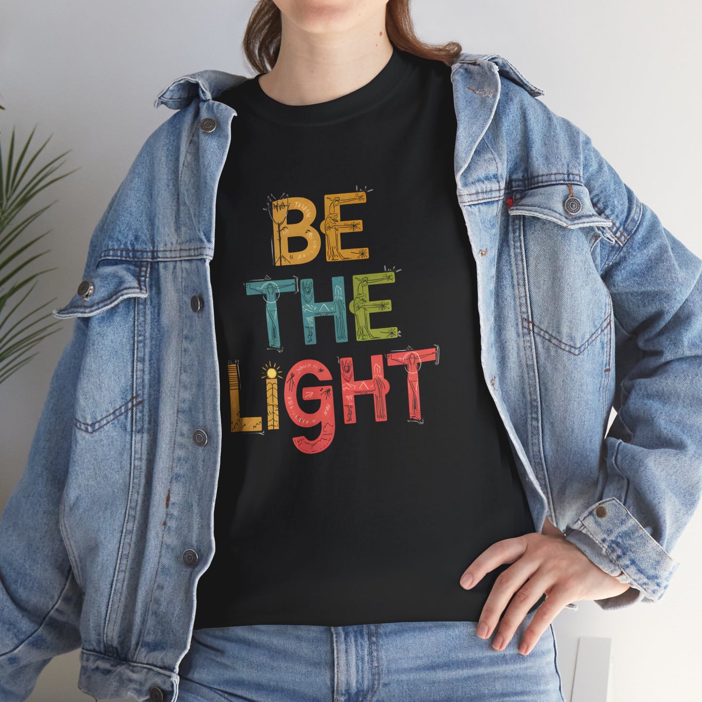 Be The Light Inspirational Graphic Short Sleeve T-Shirt Unisex Casual Wear