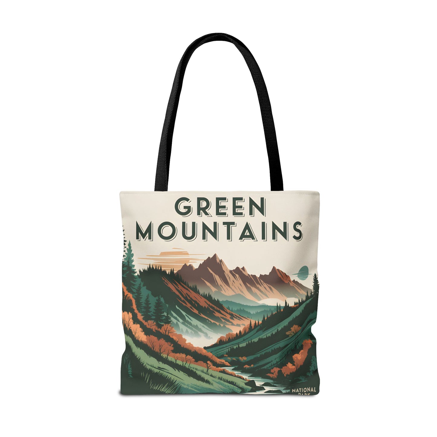 Green Mountains All Over Print Tote Bag Outdoor Adventure Eco Friendly Gift
