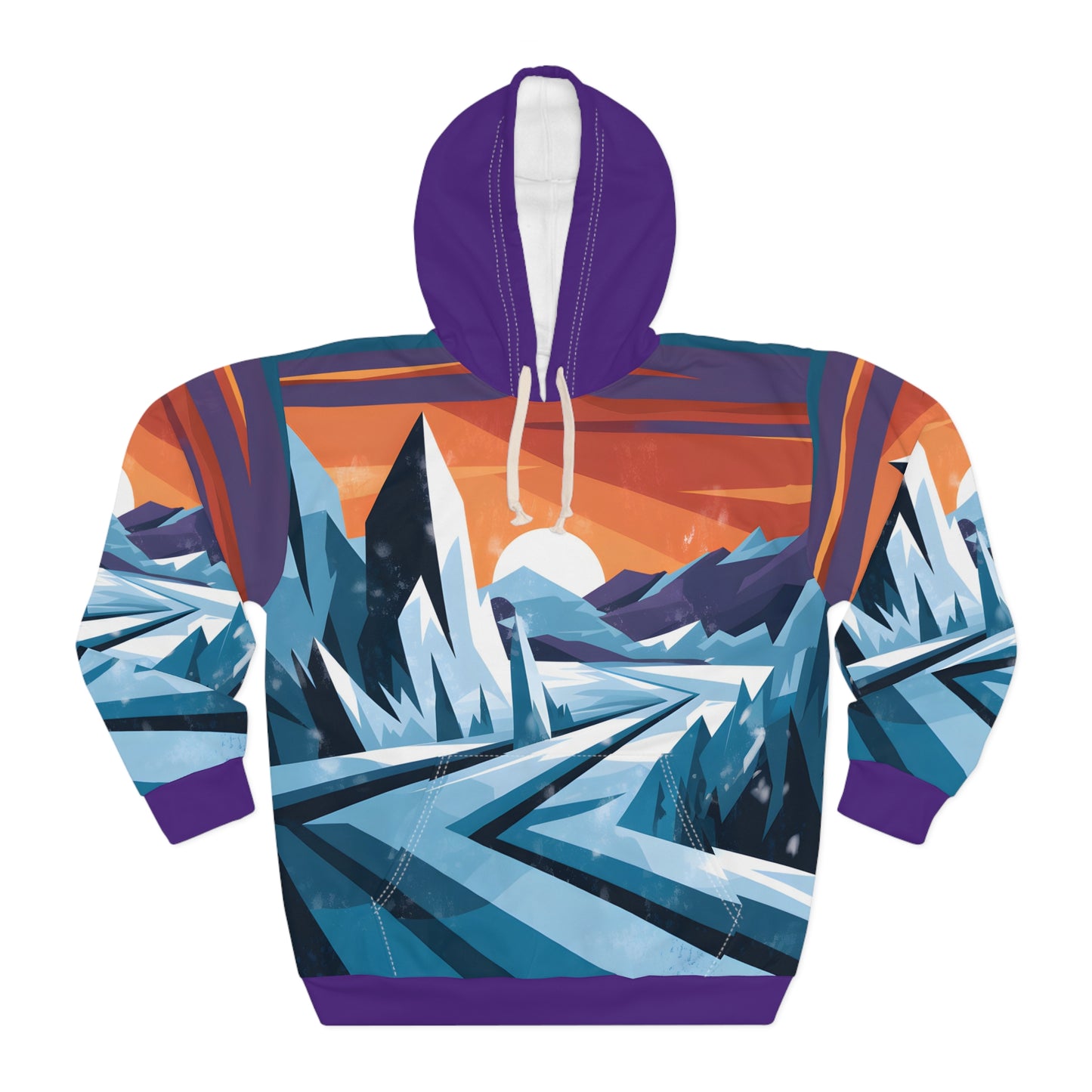 Glacial Summit All-Over Print Pullover Hoodie Outdoor Travel Apparel Mountain