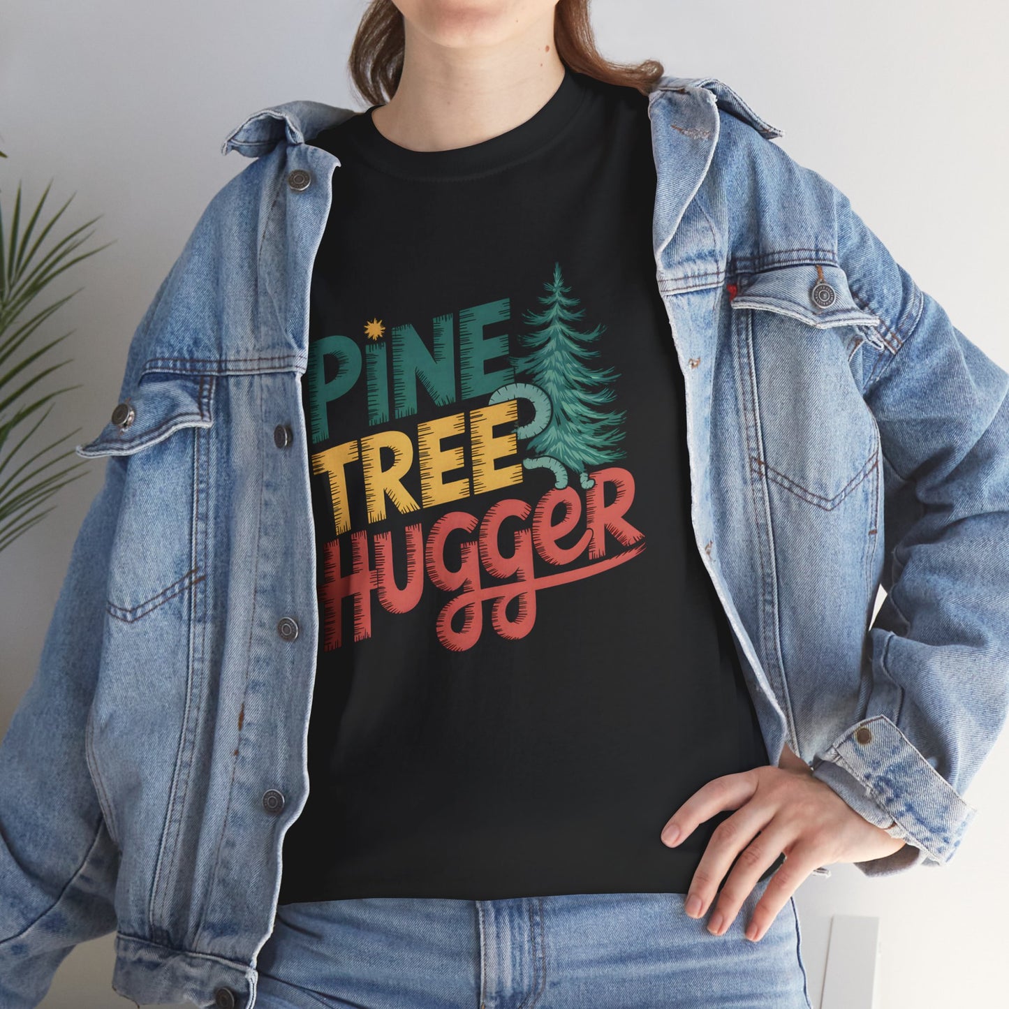 Pine Tree Hugger Graphic T-Shirt Unisex Vintage Nature Camping Hiking Gift