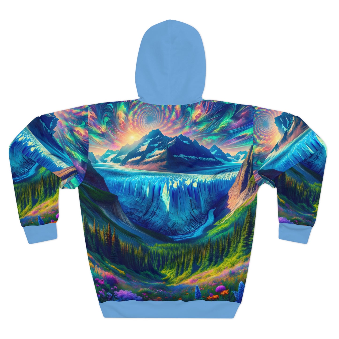 Glacier Park Hoodie Unisex Pullover Nature Landscape Trippy Mountain Art Blue