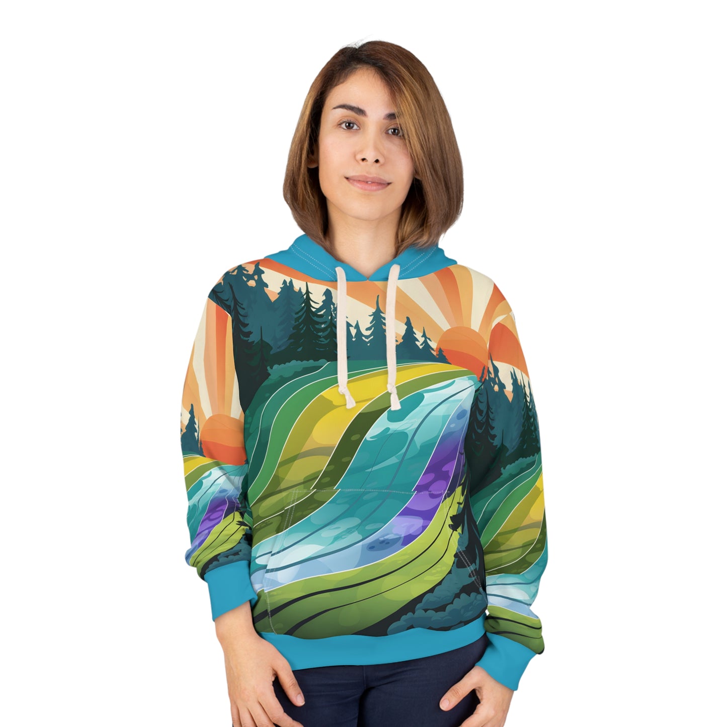 Radiant Slopes All Over Print Hoodie Outdoor Travel Apparel National Parks Warm