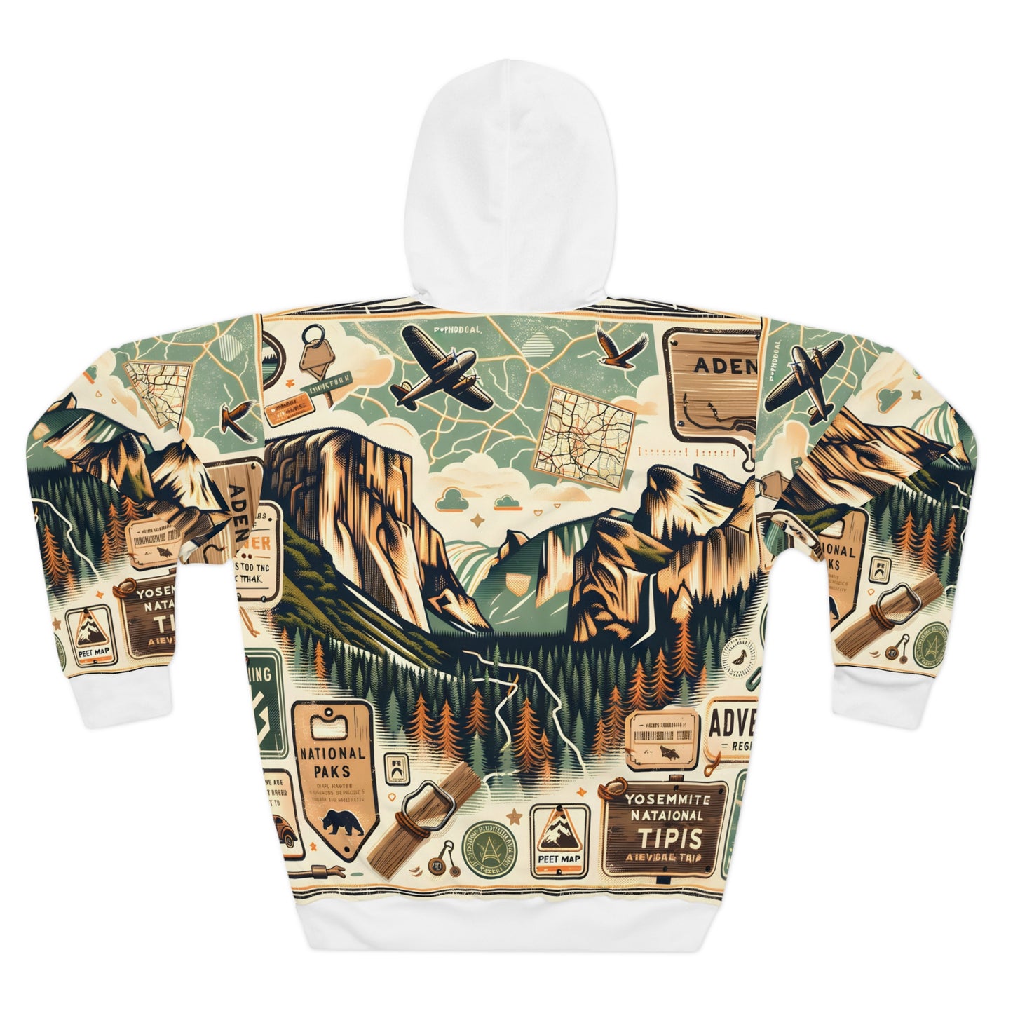 Yosemite National Park Hoodie Vintage Style Adventure All-Over Print Pullover
