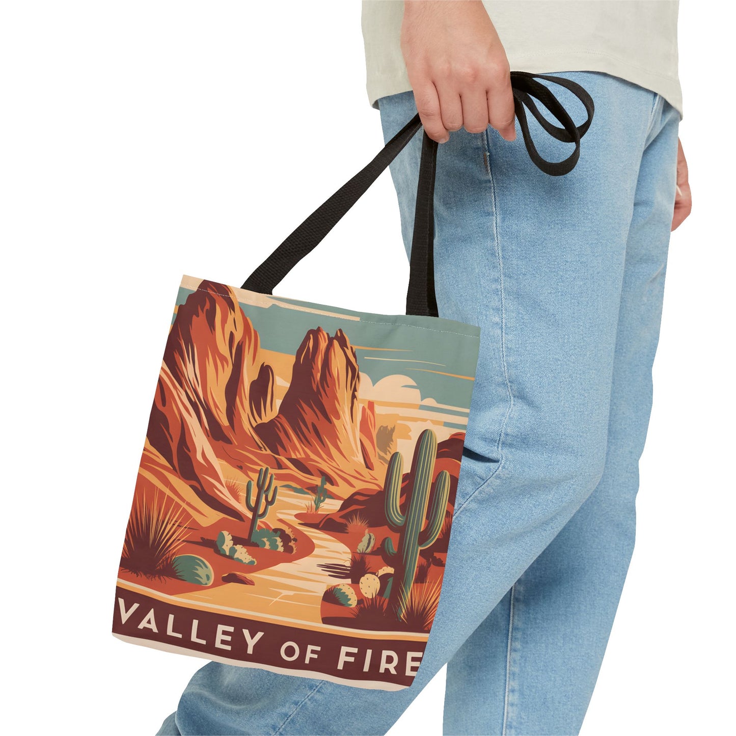 Valley of Fire All Over Print Tote Bag Desert Landscape Cactus Eco-Friendly