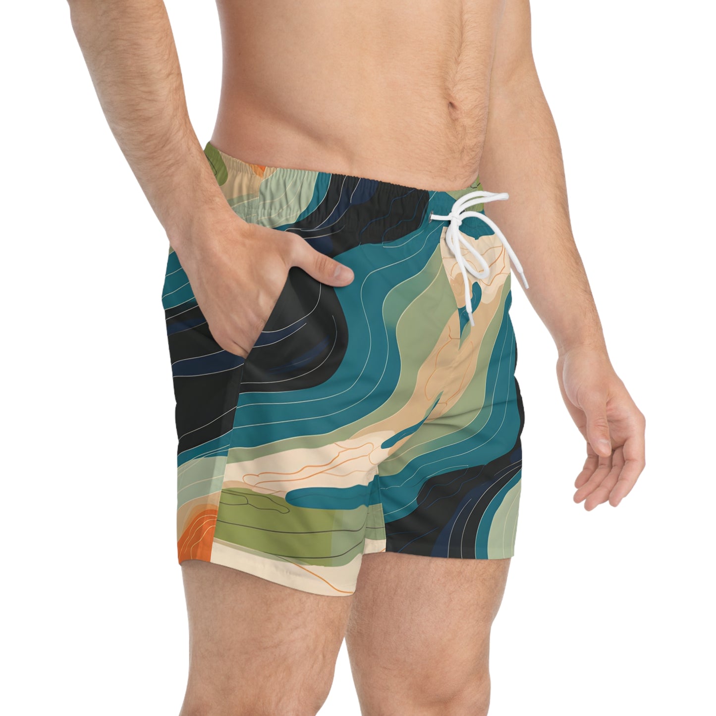 Men's Tide Pool Swim Trunks Stylish Beachwear Outdoor Fun Surf Quick Dry