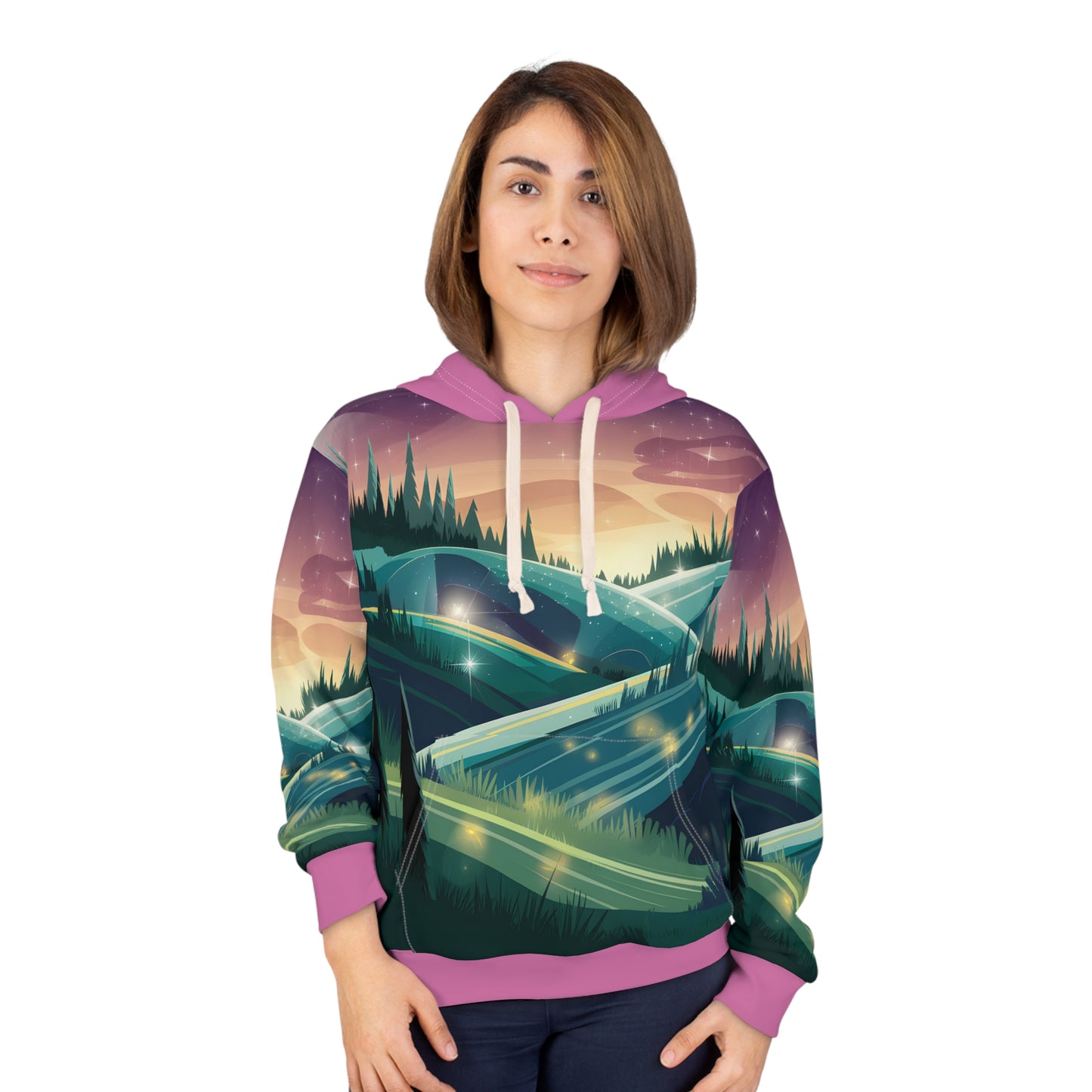 Dreamscape Forest Hoodie All Over Print Night Sky Landscape Aesthetic Pullover