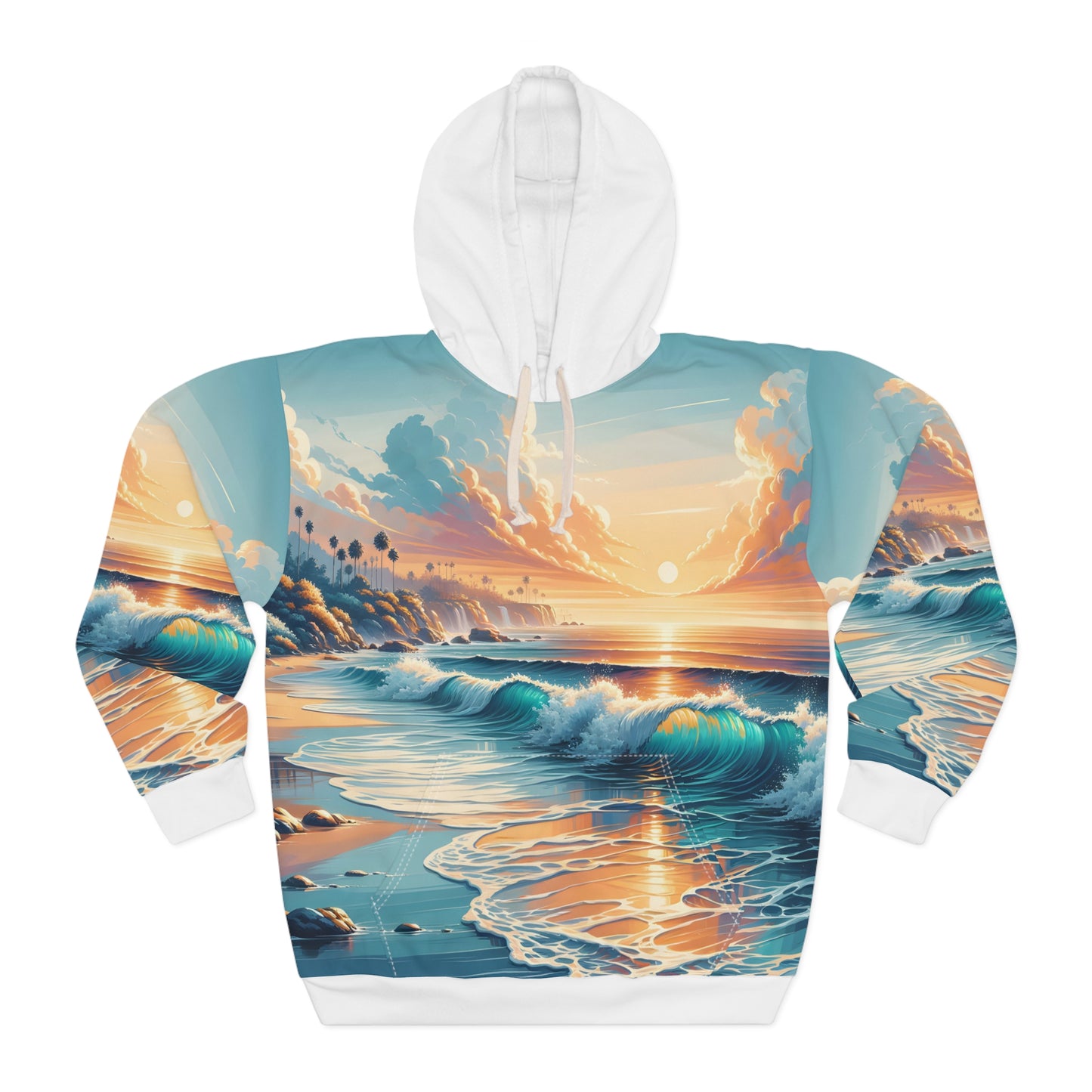 Sunset Beach Hoodie Unisex Pullover Laguna Beach Ocean Waves Coastal Vibes