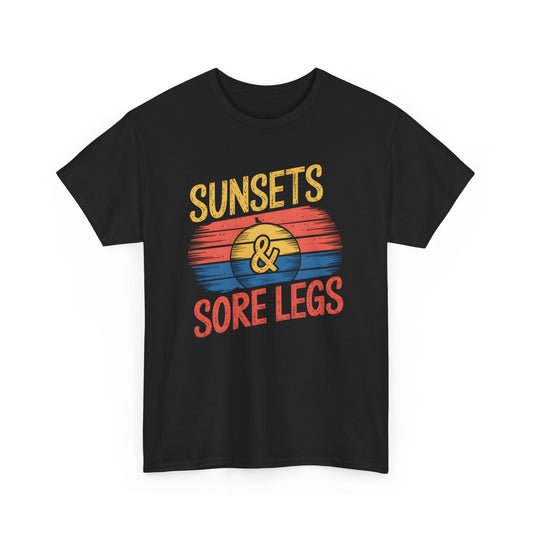 Sunsets and Sore Legs Retro Vintage Graphic T-Shirt for Outdoors Apparel Casual