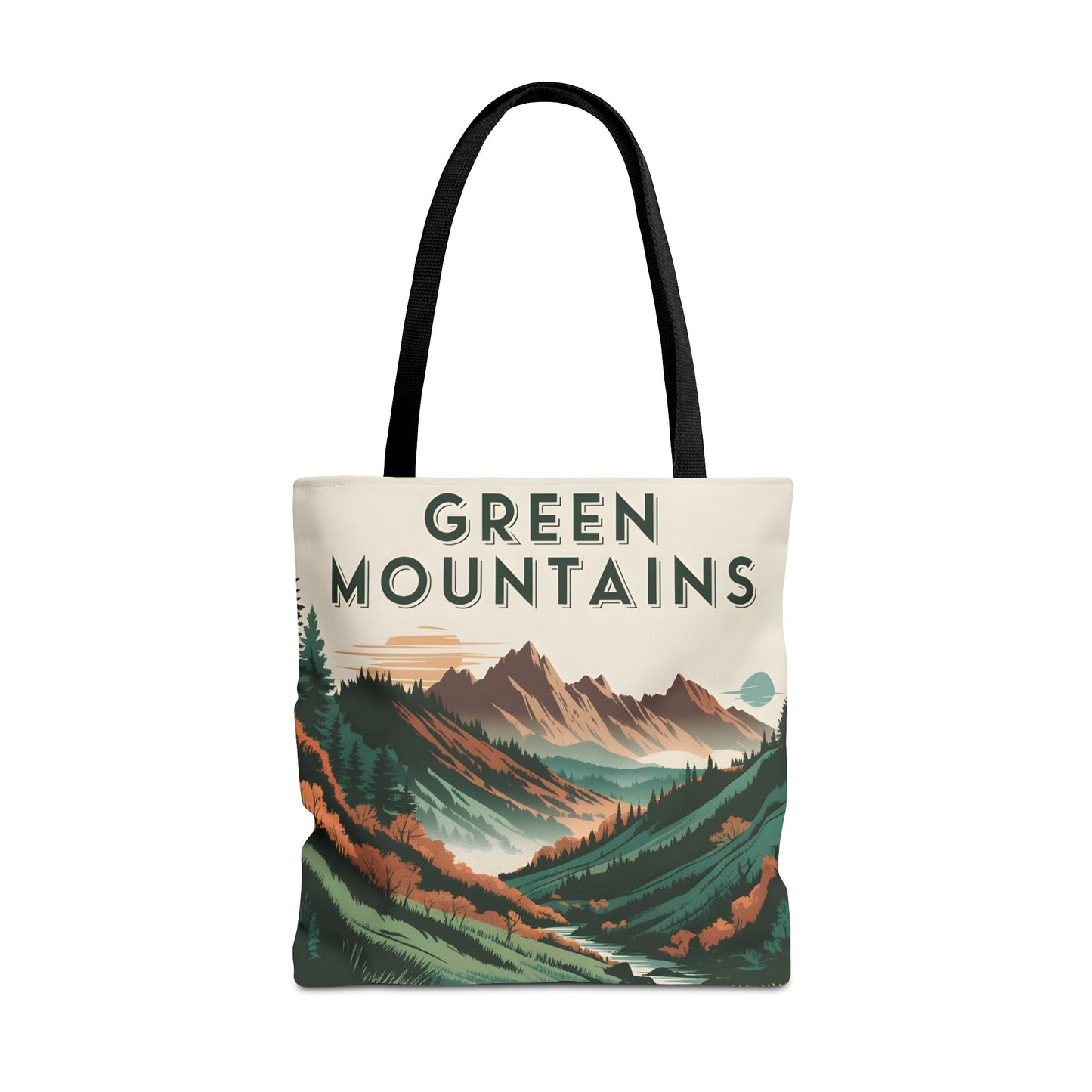 Green Mountains All Over Print Tote Bag Outdoor Adventure Eco Friendly Gift
