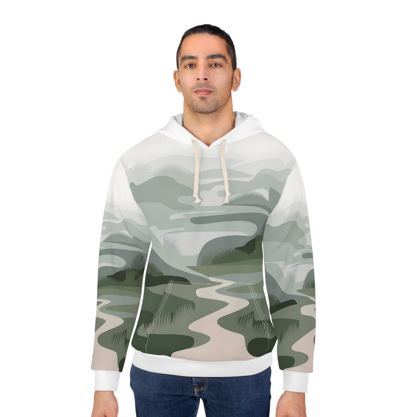 Fogline Trail All Over Print Pullover Hoodie Scene Outdoor Travel Apparel Unisex