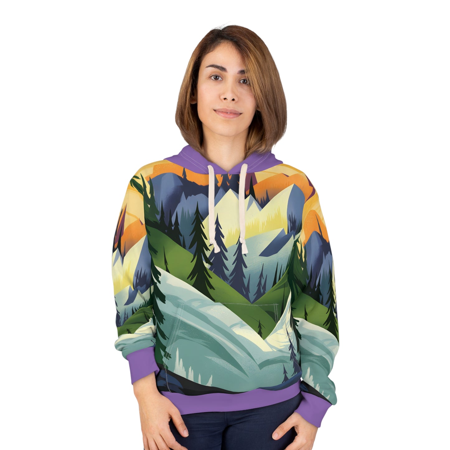 Golden Crest Hoodie All Over Print Mountain Graphic Outdoor Adventure Pullover