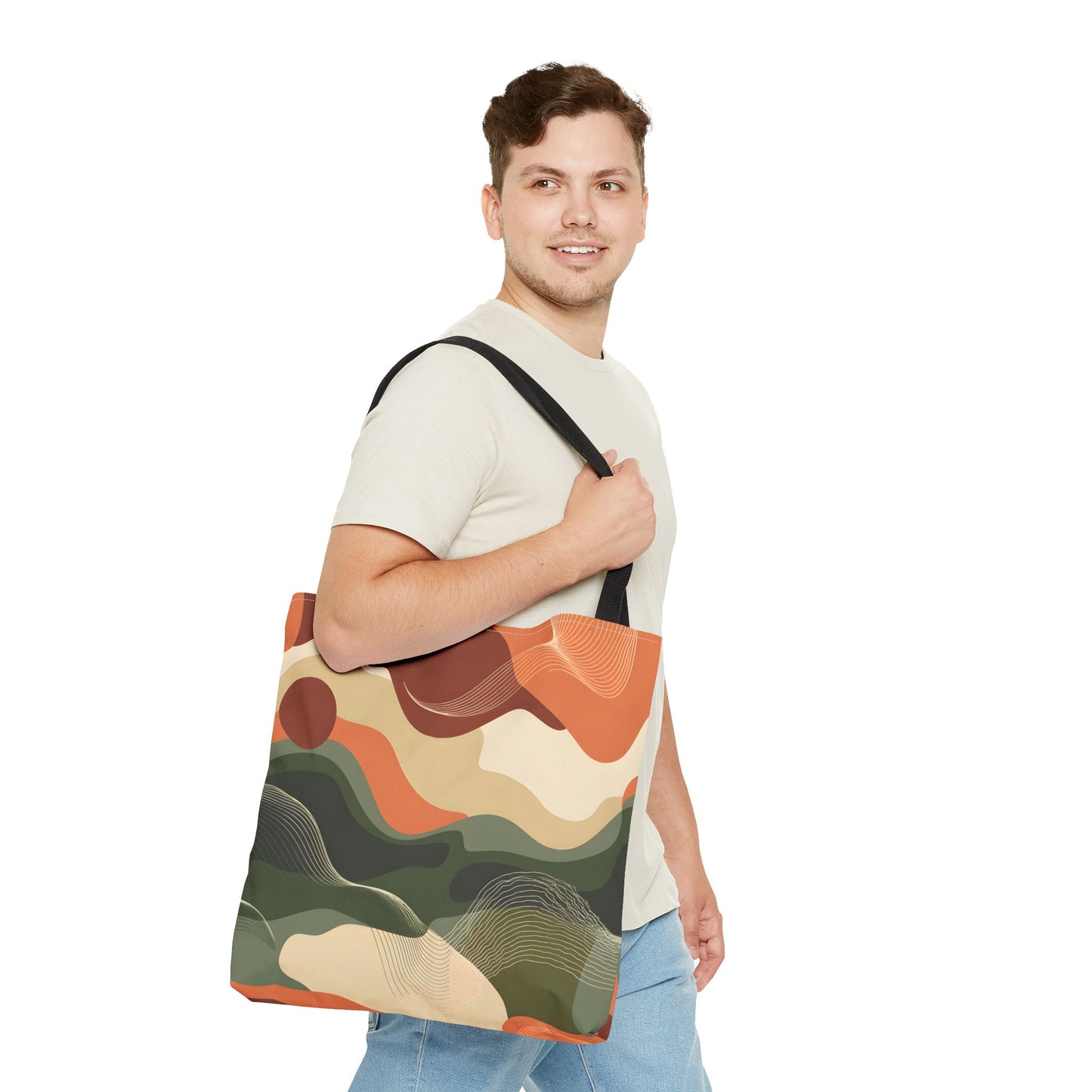 Earthline Tote Bag Abstract Canvas Eco Shopper Reusable Stylish Nature Handbag