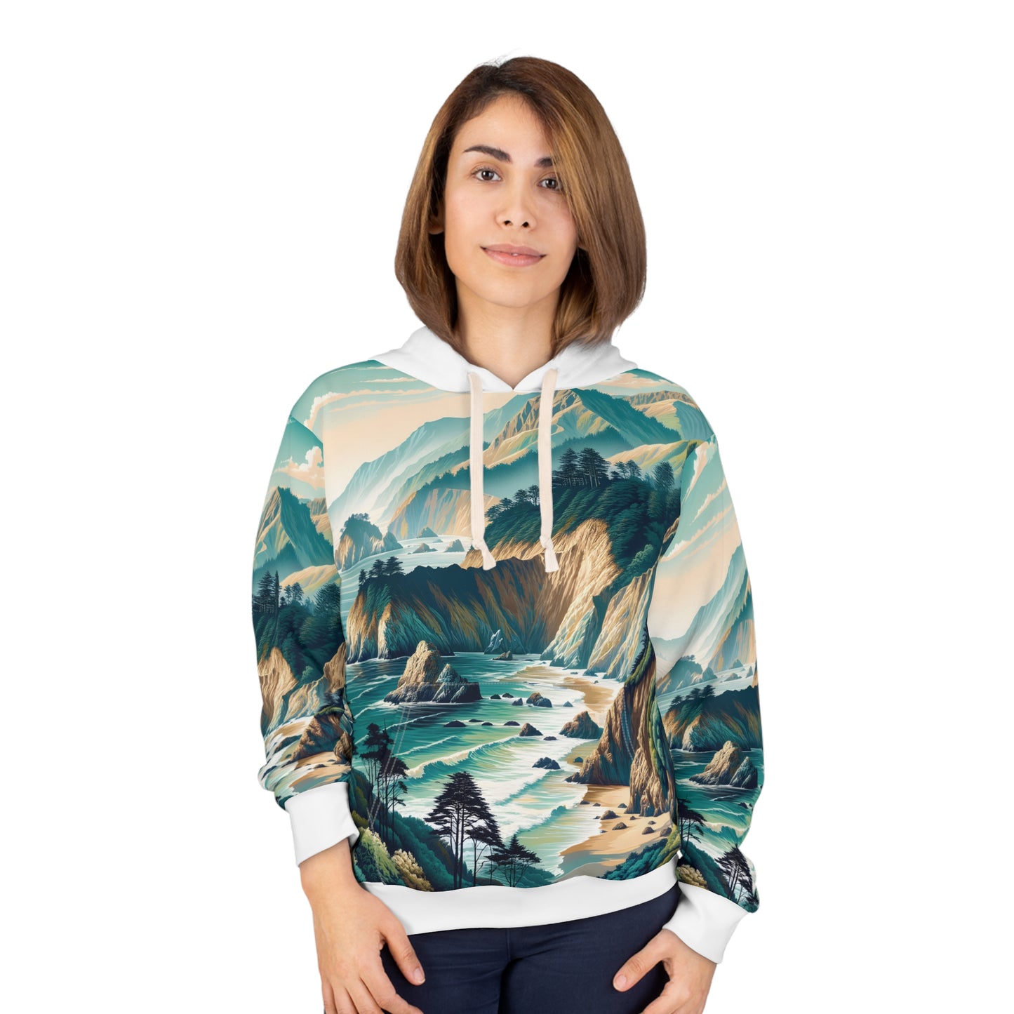 Big Sur Hoodie All Over Print Coastal Landscape Pullover Travel Adventure