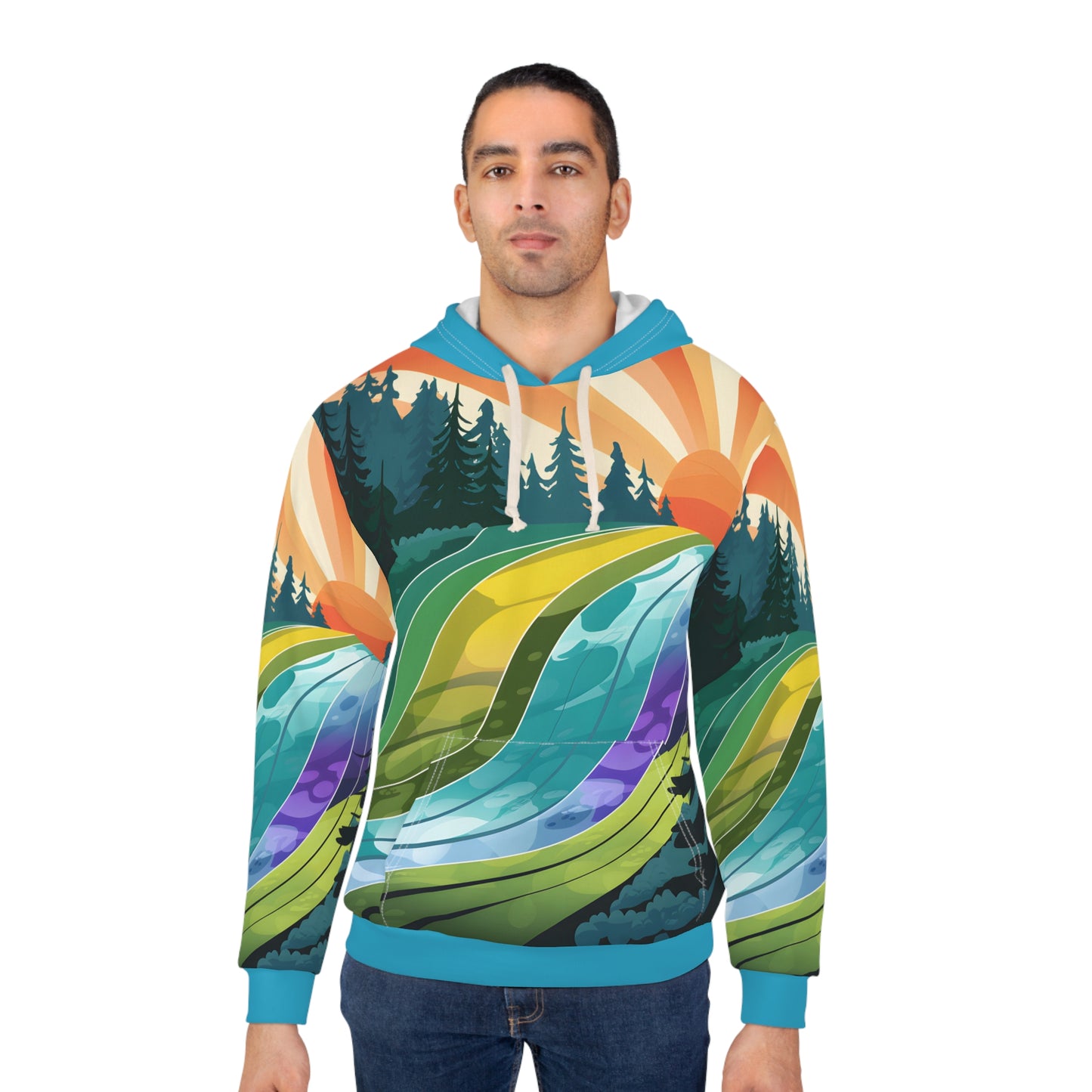 Radiant Slopes All Over Print Hoodie Outdoor Travel Apparel National Parks Warm