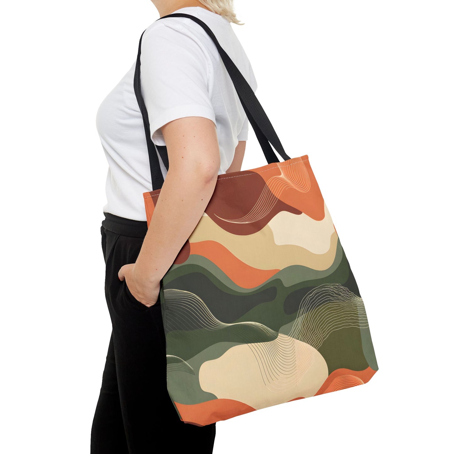 Earthline Tote Bag Abstract Canvas Eco Shopper Reusable Stylish Nature Handbag