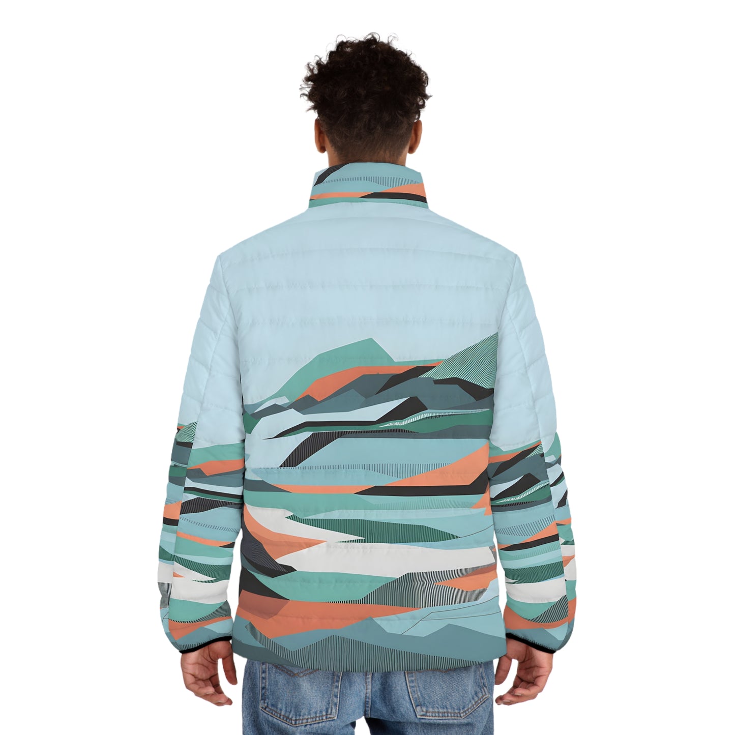 Wavy Tundra Puffer Jacket Men’s Winter Warm Outdoor Coat Camo Print Stylish