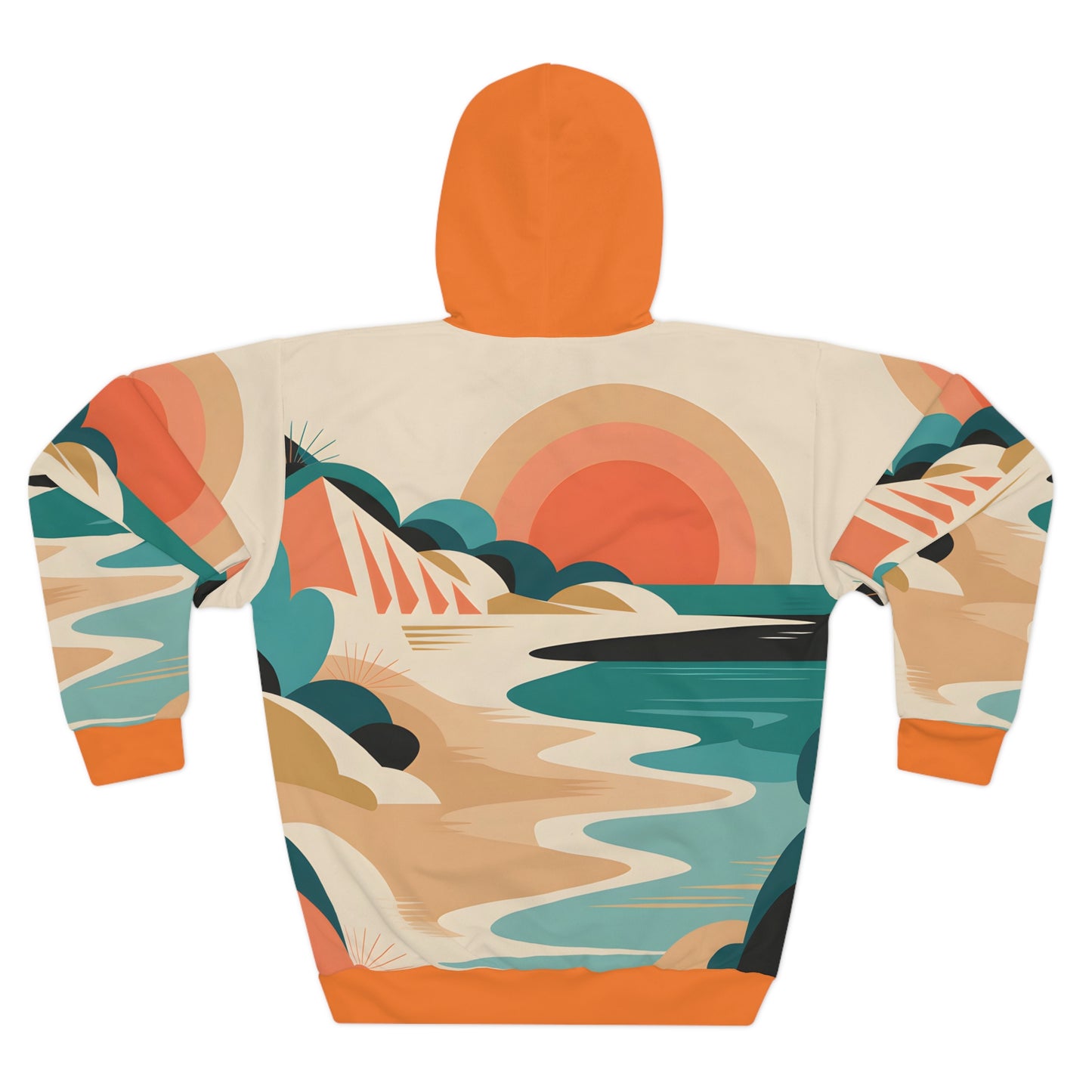 Solar Sunset All-Over Print Pullover Hoodie for Outdoor Adventures and Travel