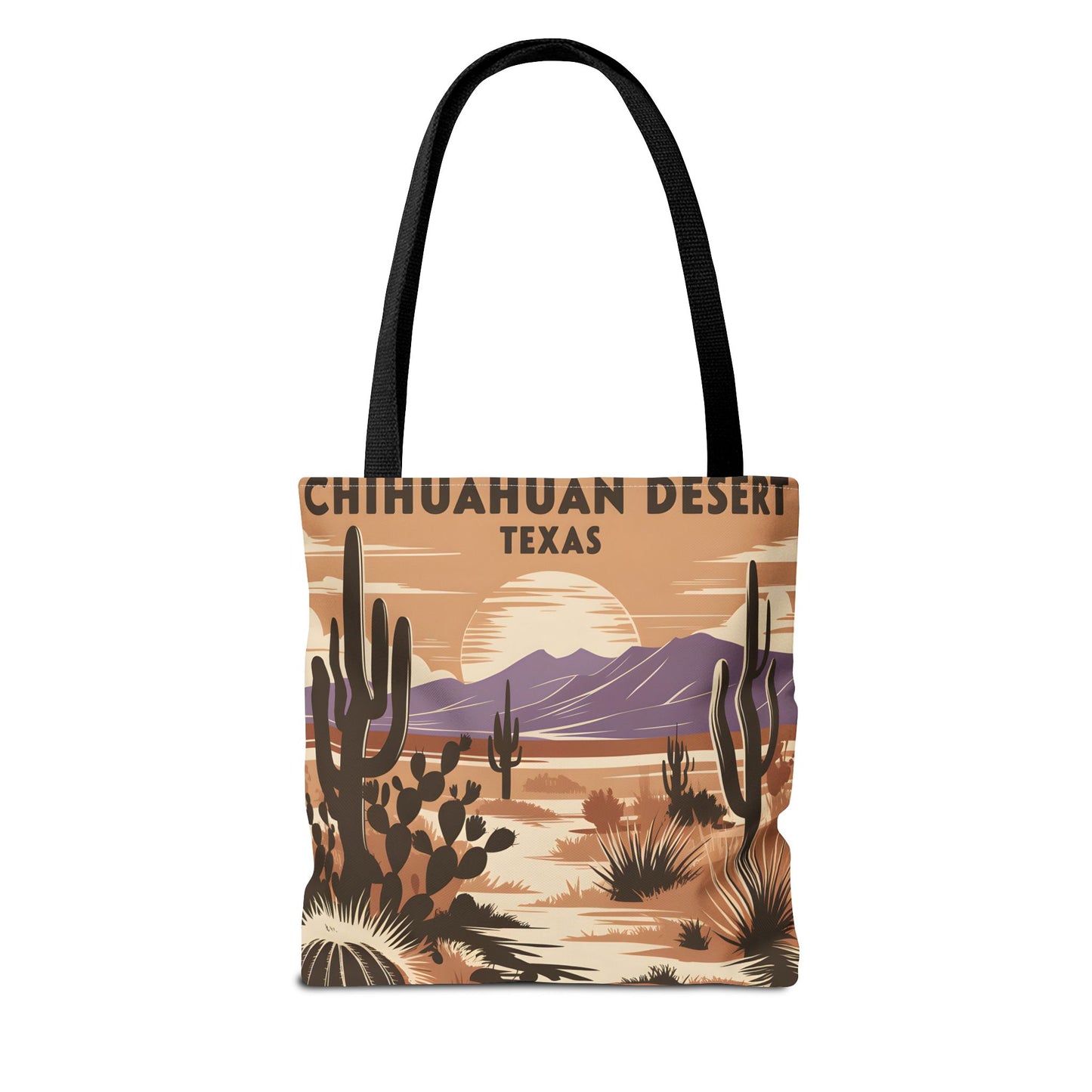 Chihuahuan Desert Tote Bag Unique All Over Print Cactus Landscape Texas Art