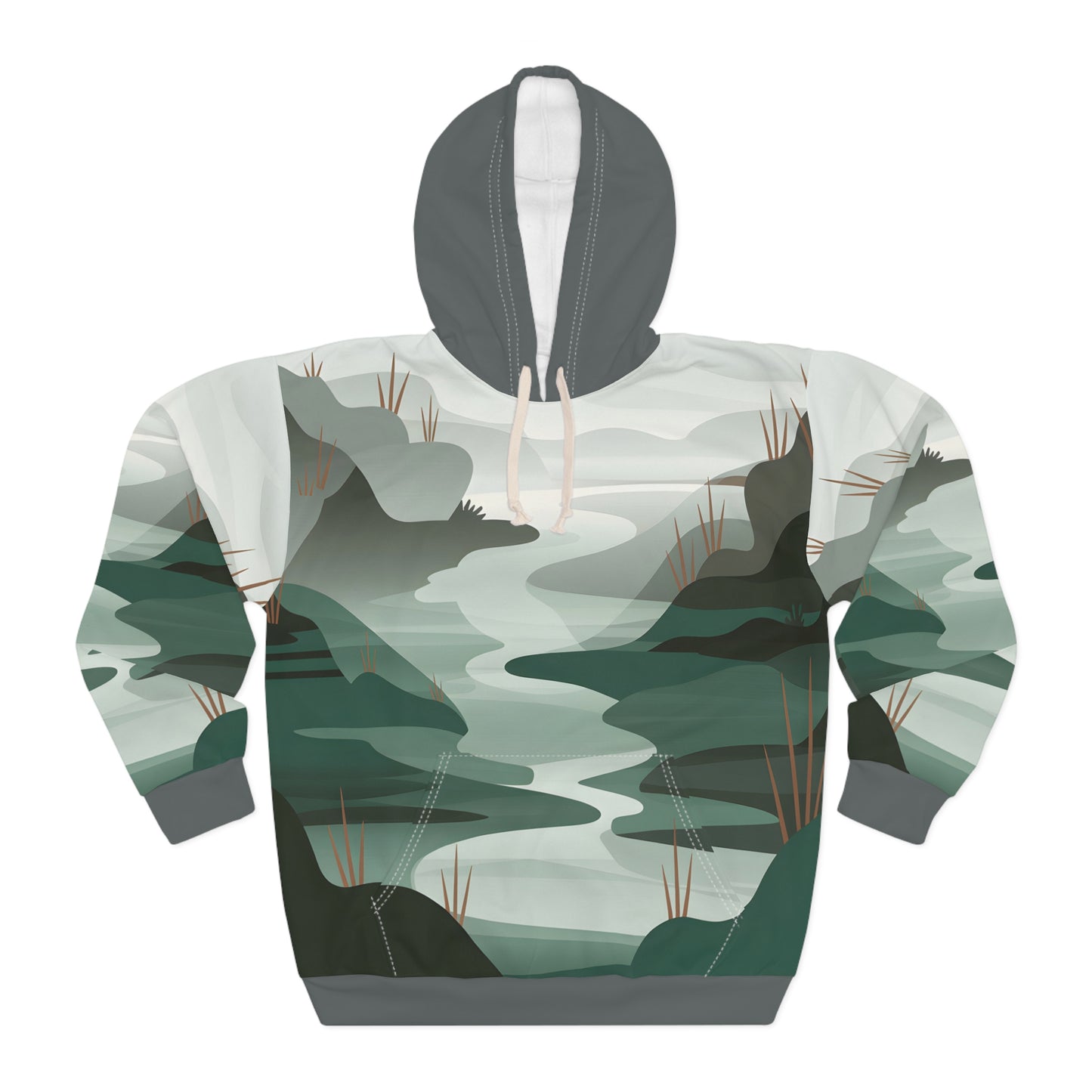 Nature Inspired Scene All Over Print Pullover Hoodie Travel Outdoor Apparel