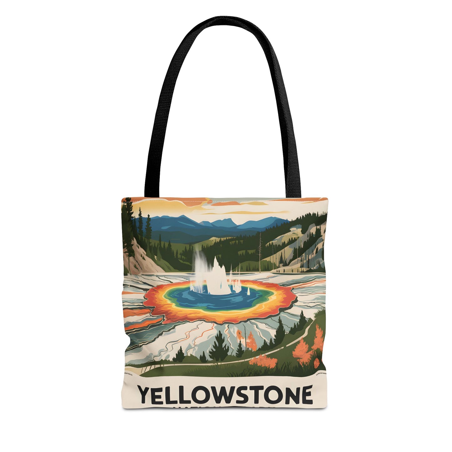 Yellowstone National Park All Over Print Tote Bag Colorful Landscape Design