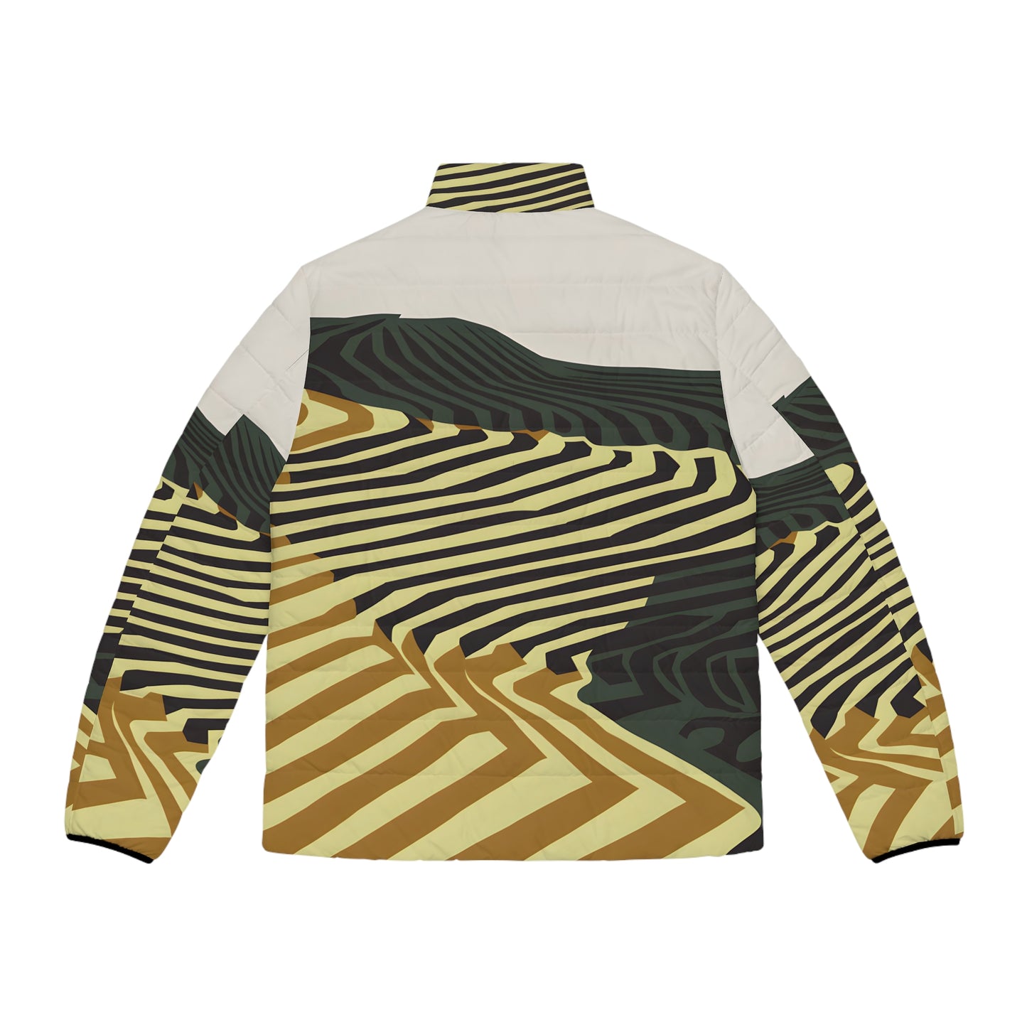 Shadow Lines Print Puffer Jacket for Outdoor Adventure and Style Travel Winter