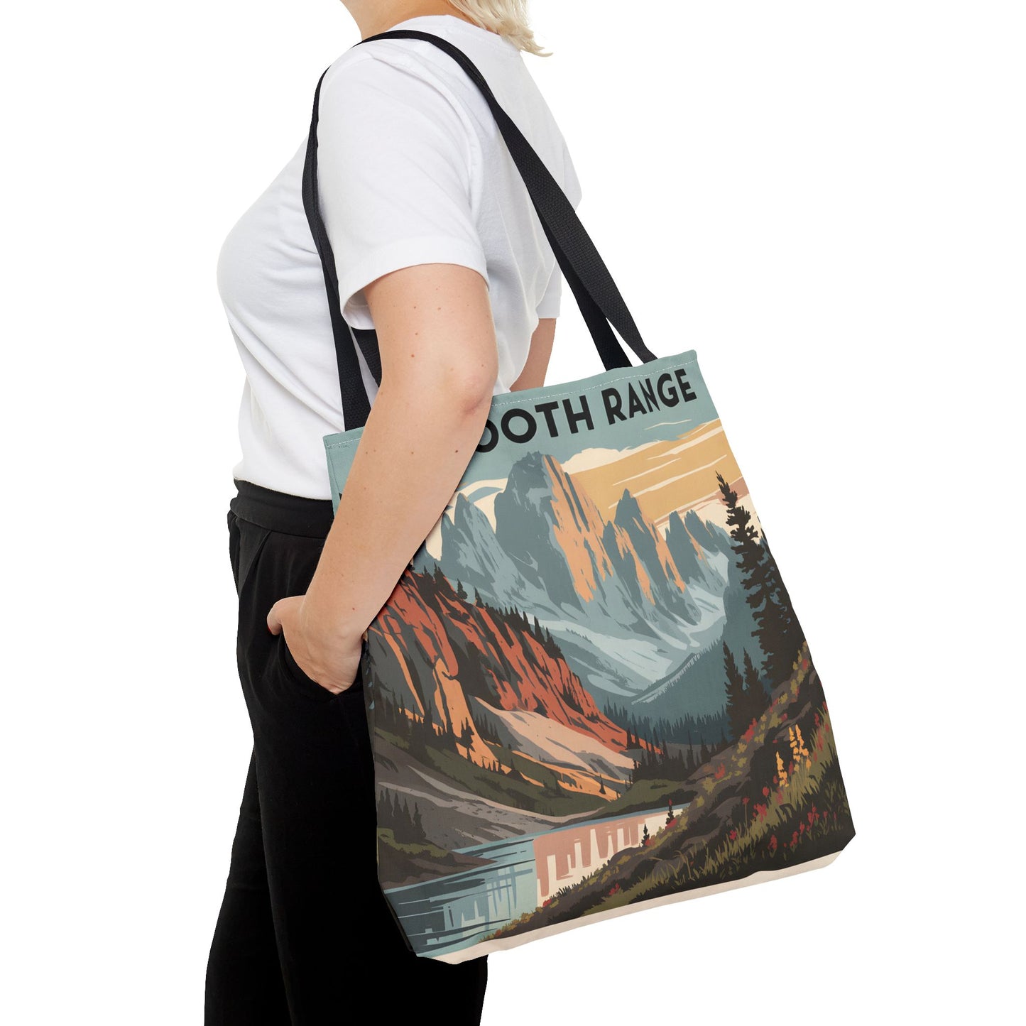 Sawtooth Range Mountains All Over Print Tote Bag Outdoor Adventure Eco-Friendly