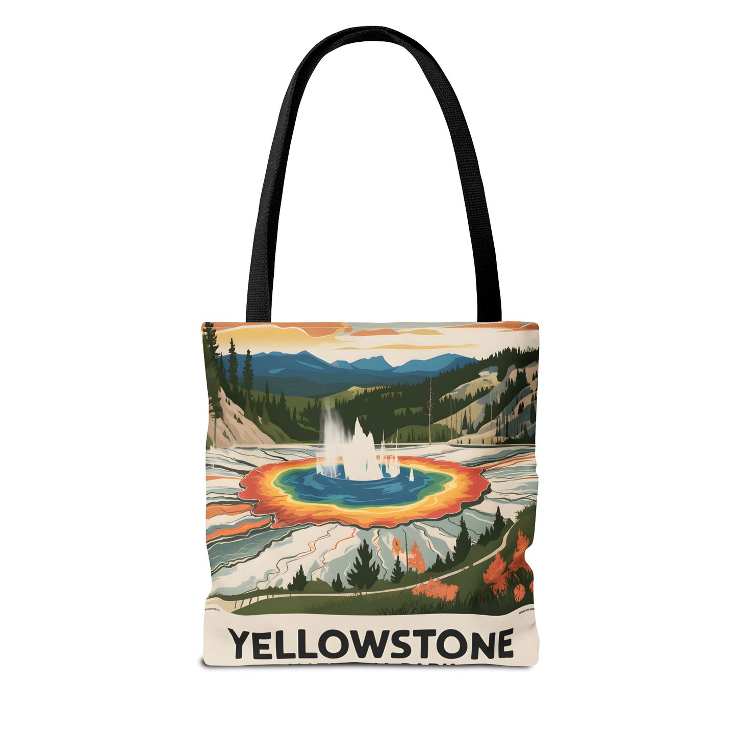 Yellowstone National Park All Over Print Tote Bag Colorful Landscape Design