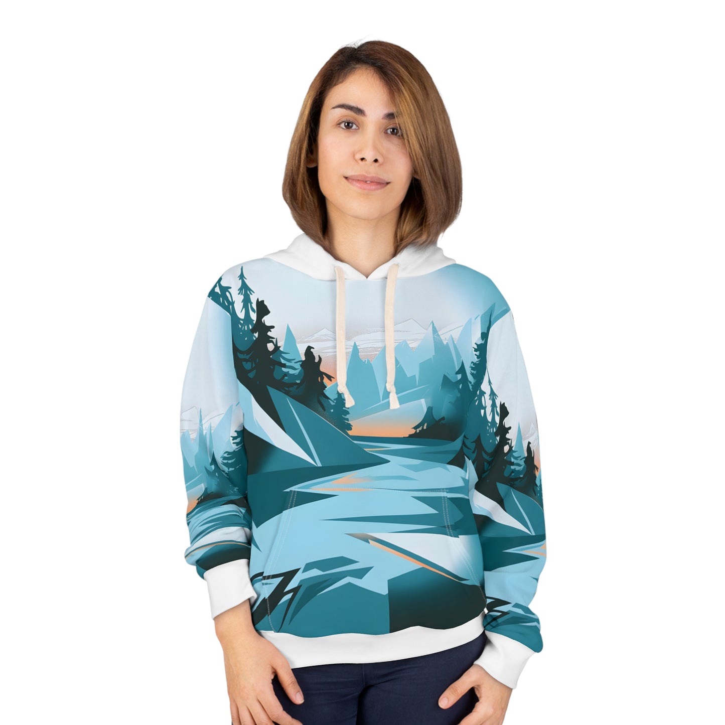 Frozen Pulse Nature Inspired All-Over Print Hoodie Design Outdoor Apparel Wear