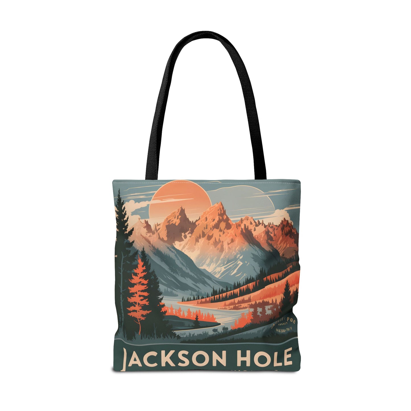 Jackson Hole Vintage Mountains Tote Bag Nature Print Gift Wyoming Travel Outdoor