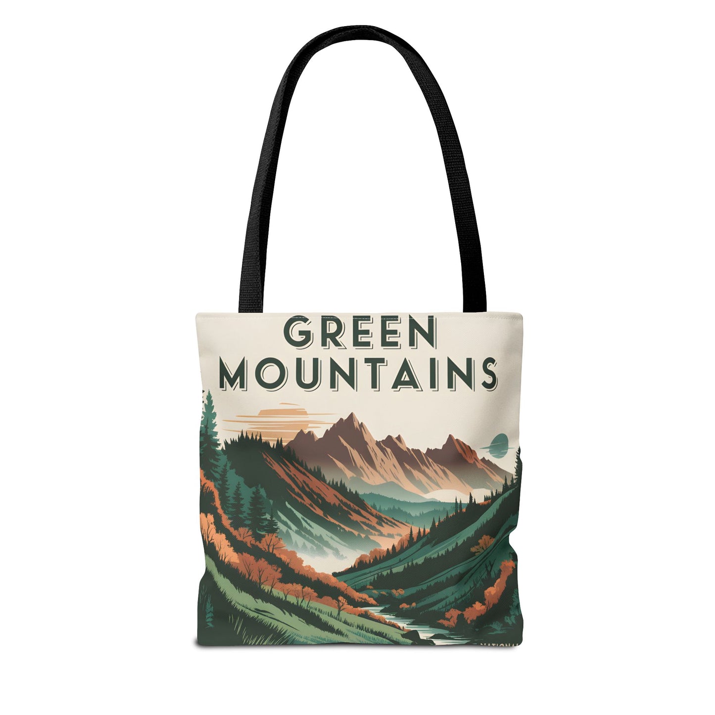Green Mountains All Over Print Tote Bag Outdoor Adventure Eco Friendly Gift