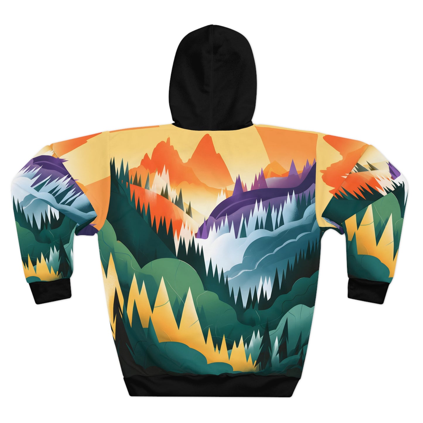 Monsoon Peaks Art All Over Print Hoodie Adventure Travel Outdoor Gear Casual
