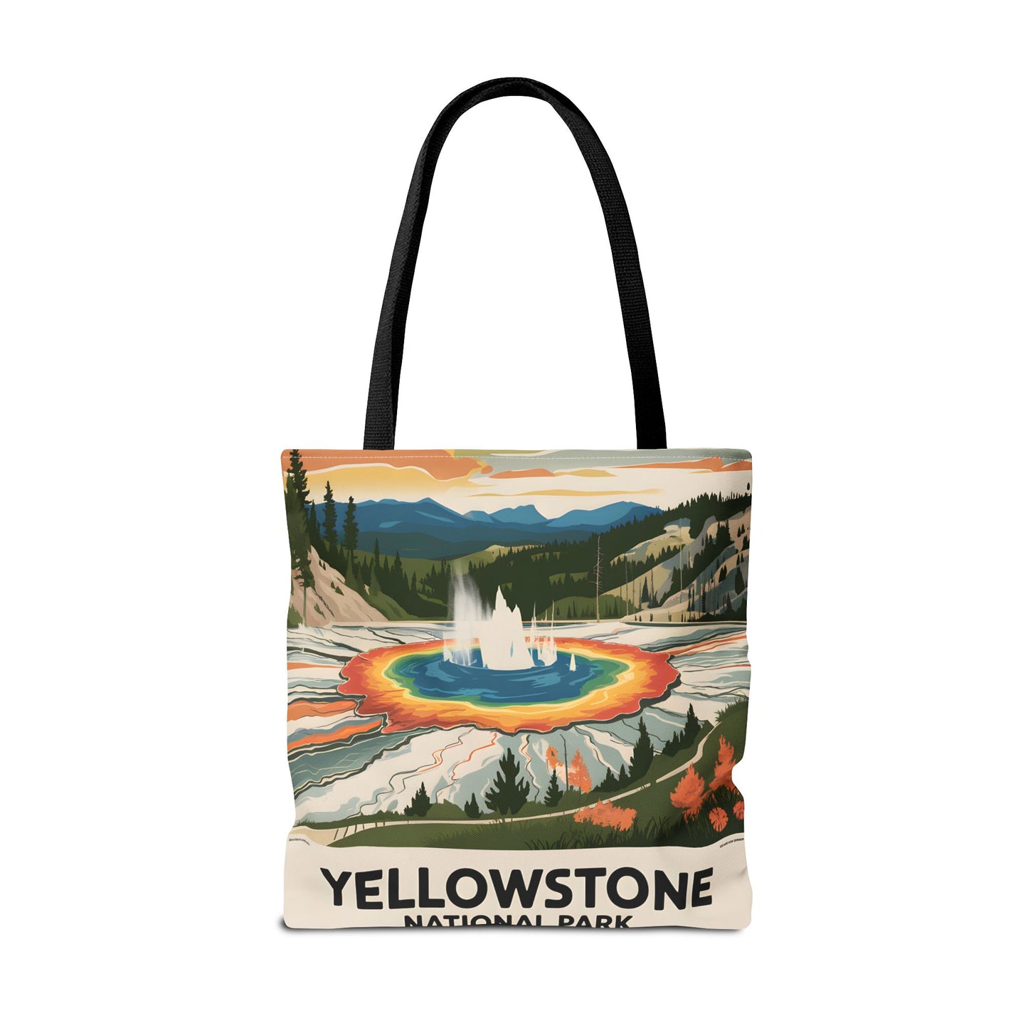 Yellowstone National Park All Over Print Tote Bag Colorful Landscape Design