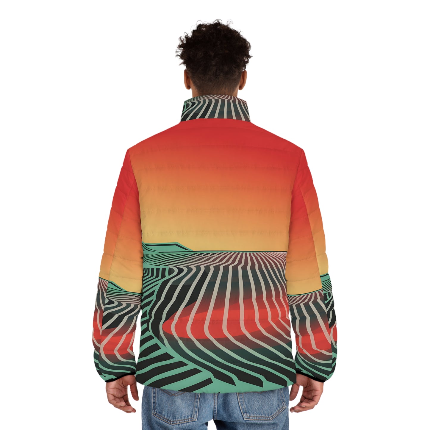 Linear Horizon Puffer Jacket Stylish Outdoor Apparel Warm Insulated Winter Coat