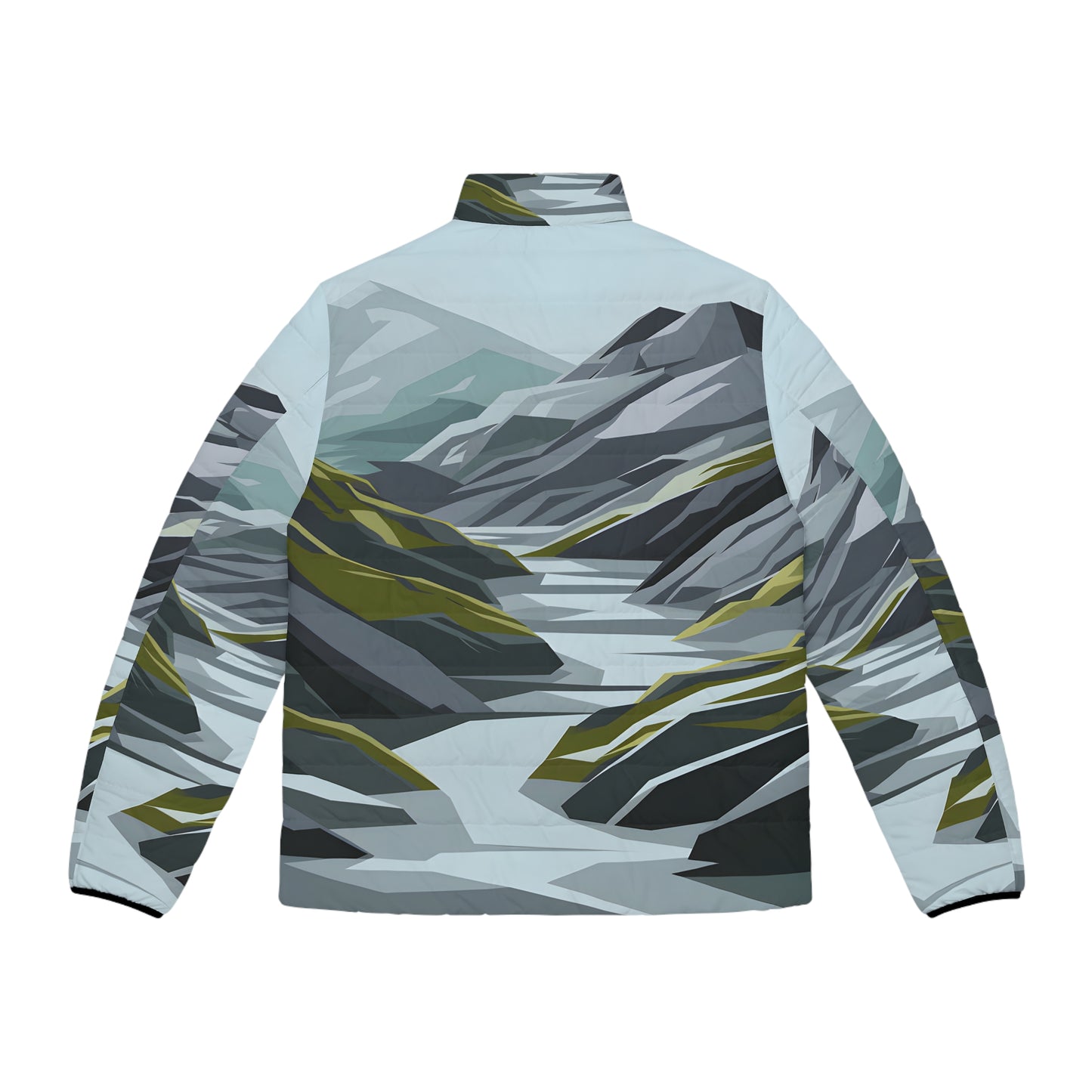 Stylish Puffer Jacket for Outdoor Adventures Slate Tundra Graphic Art Winter