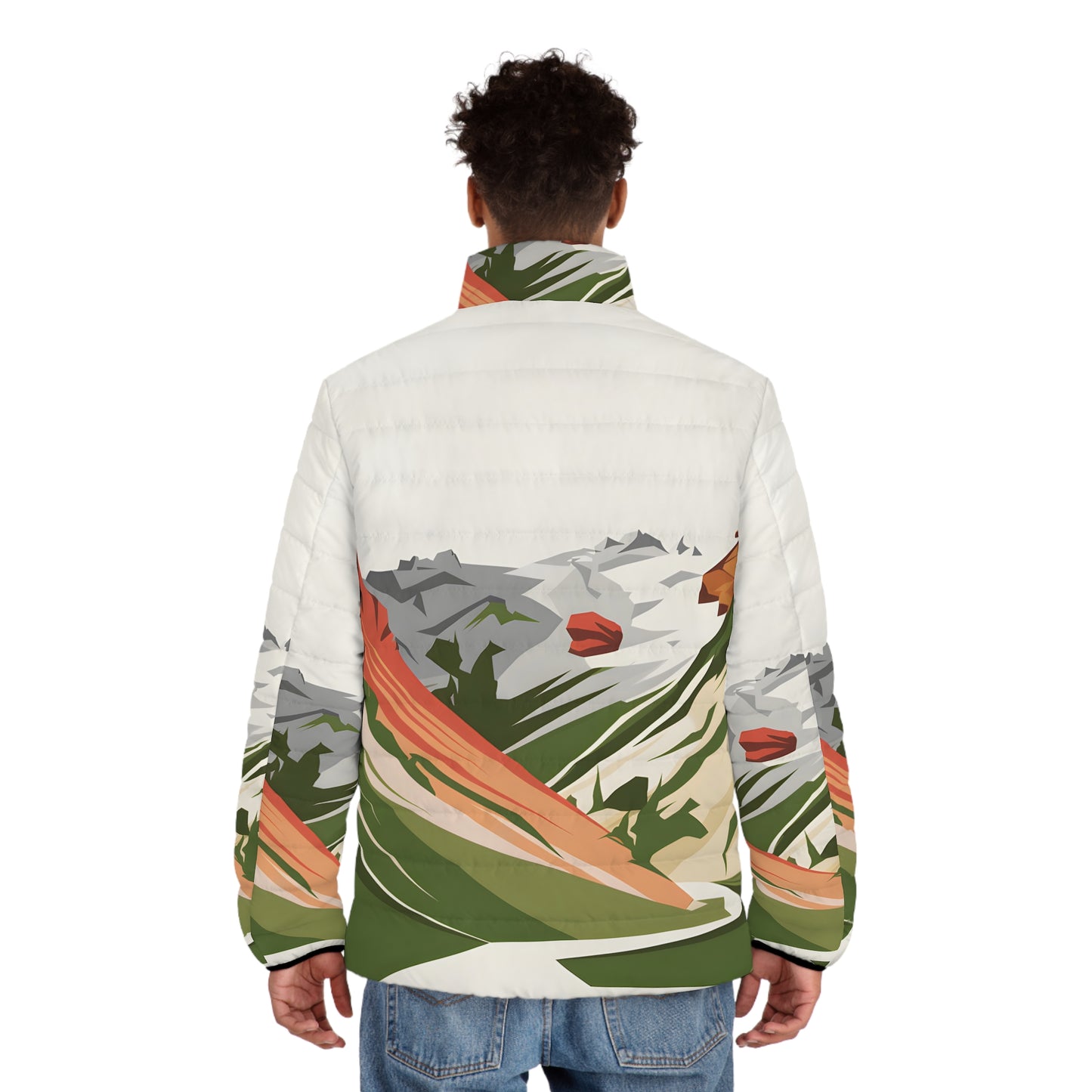 Tonal Pass Puffer Jacket All Over Print Mountain Nature Design Outdoor Winter