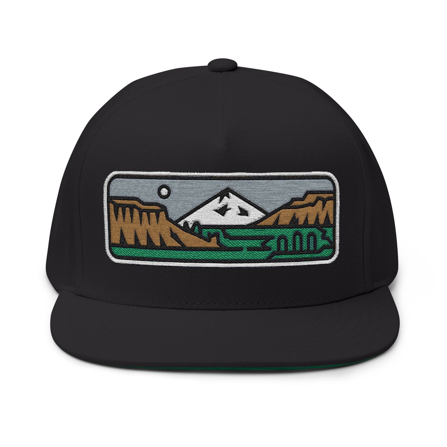 Mount Evans Colorado Flat Bill Cap, Outdoor Adventure Hat, Mountain Embroidered