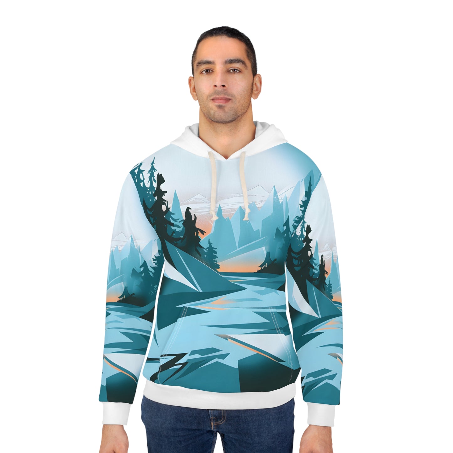 Frozen Pulse Nature Inspired All-Over Print Hoodie Design Outdoor Apparel Wear