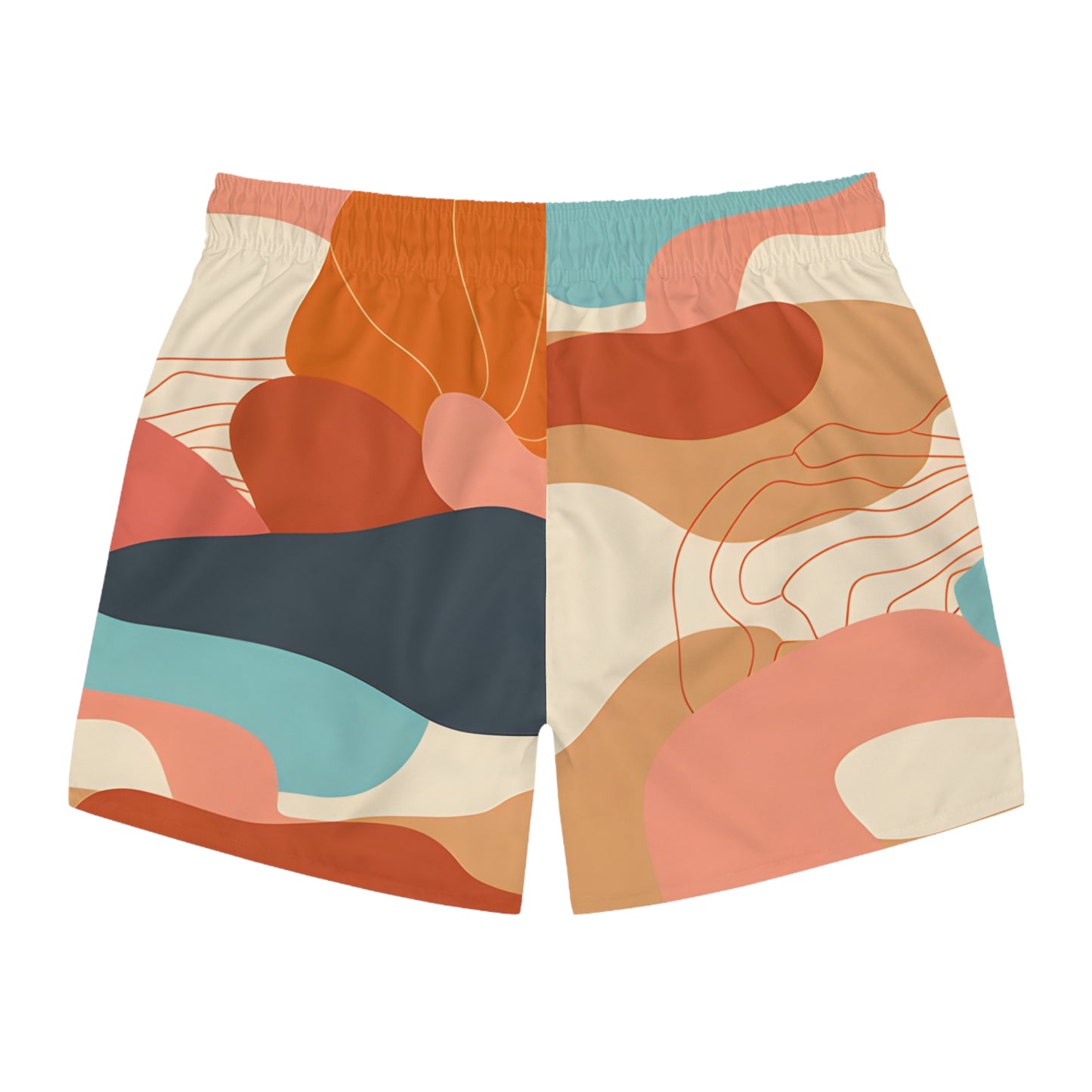 Men’s Swim Trunks Sunset Bloom Print Quick Dry Beach Shorts Summer Stylish