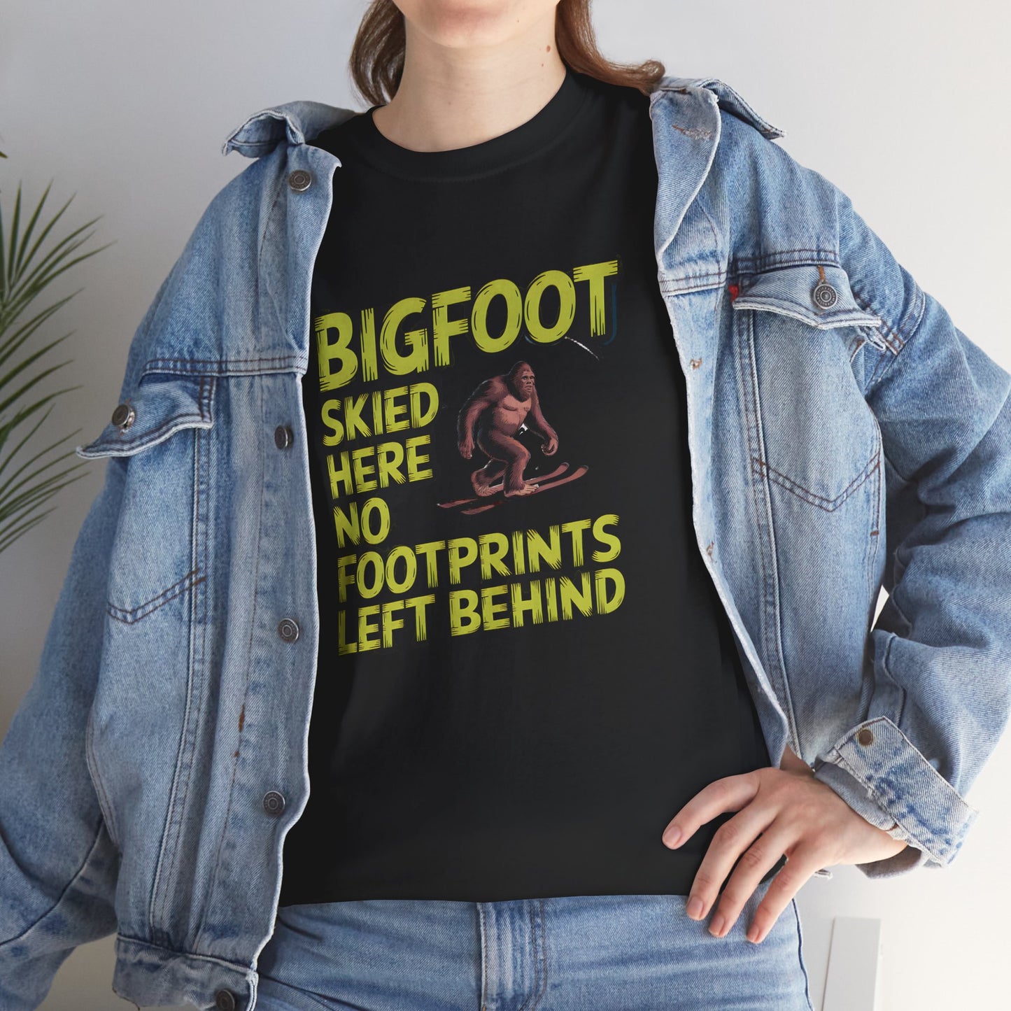Bigfoot Skied Here Funny T-Shirt Sasquatch Skiing Snow Sports Apparel - T Shirt