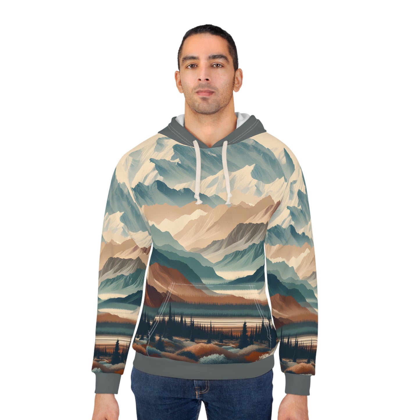 Mountain Landscape Art Hoodie Men’s Women’s All Over Print Pullover Aesthetic